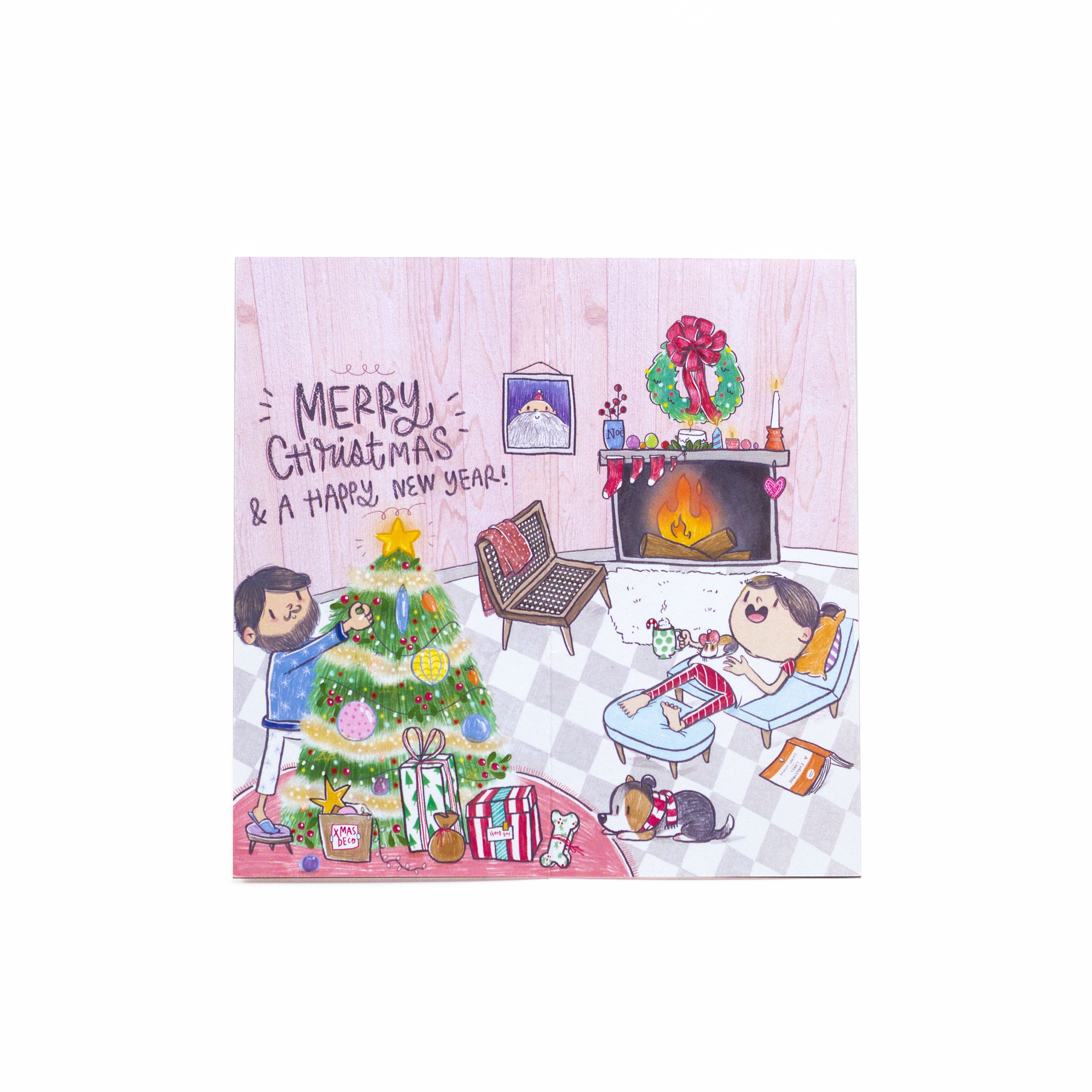 Merry Christmas Greeting Card - Glitter Laminated