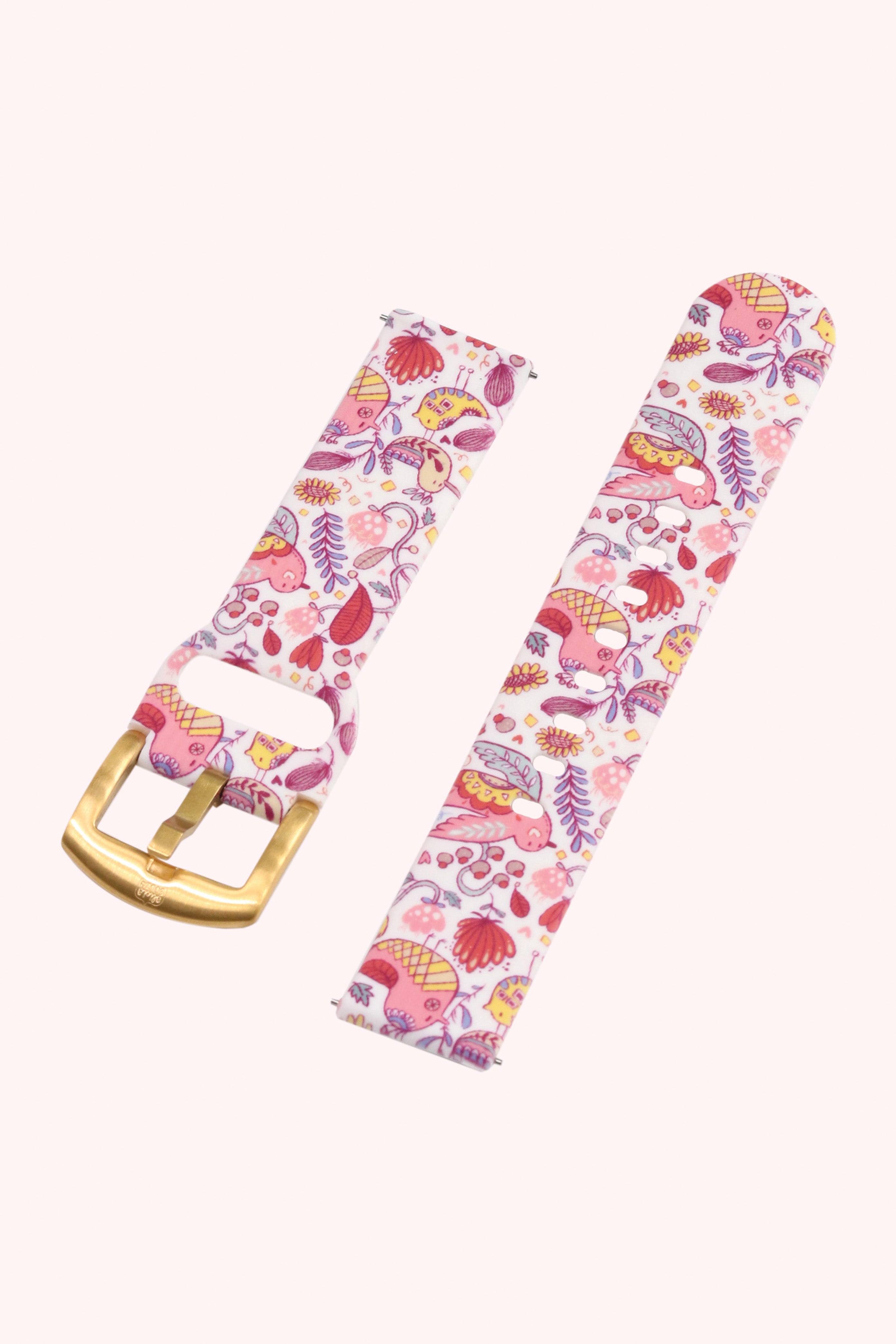 Bird Flow 20mm Watch Strap with Gold Pin Buckle