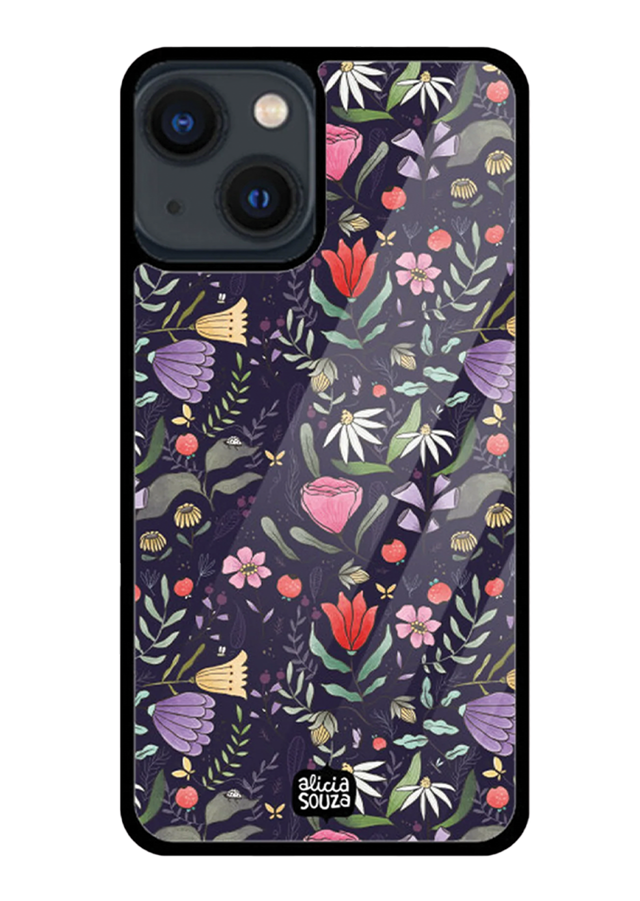 Purple Floral Glass iPhone Cover