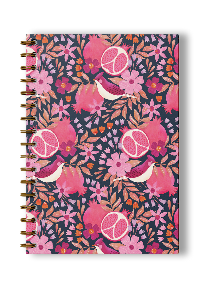 Pomegranate and Birds Spiral Notebook