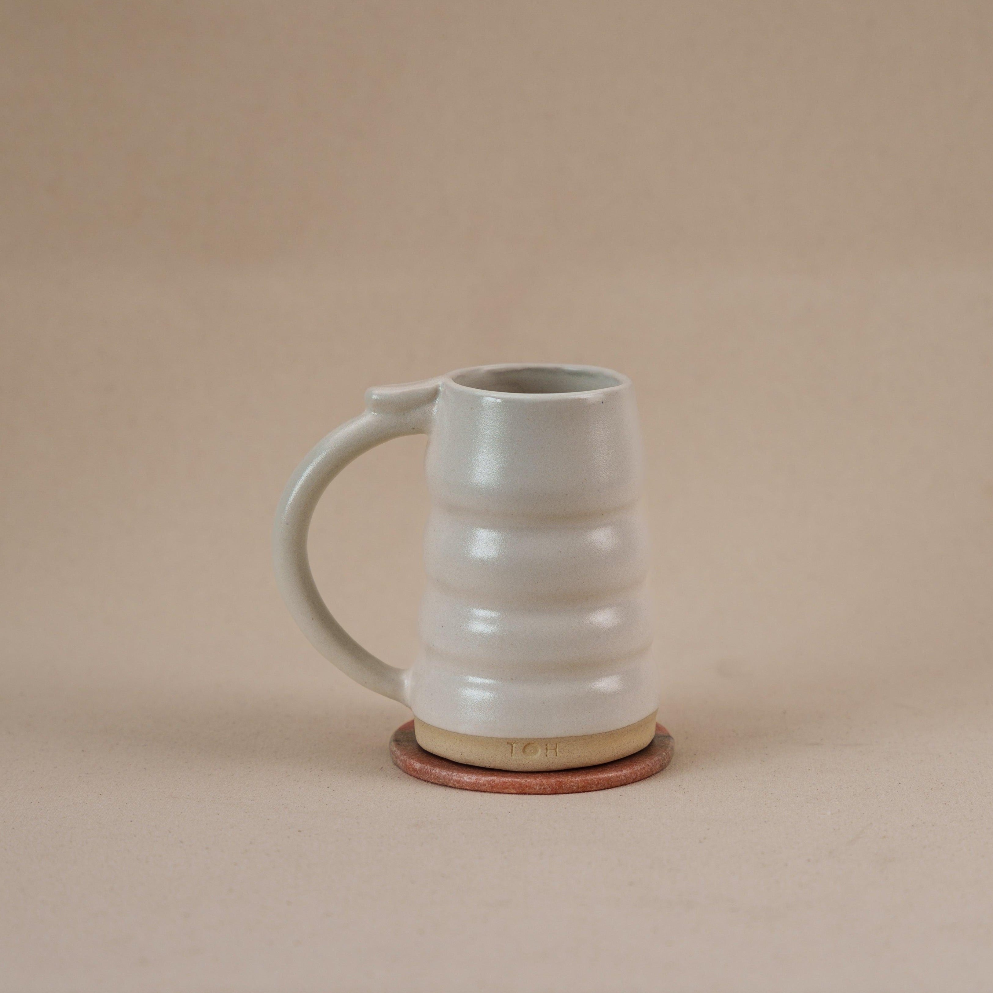 Spiral Pottery Ceramic Beer Mug , Matte White 