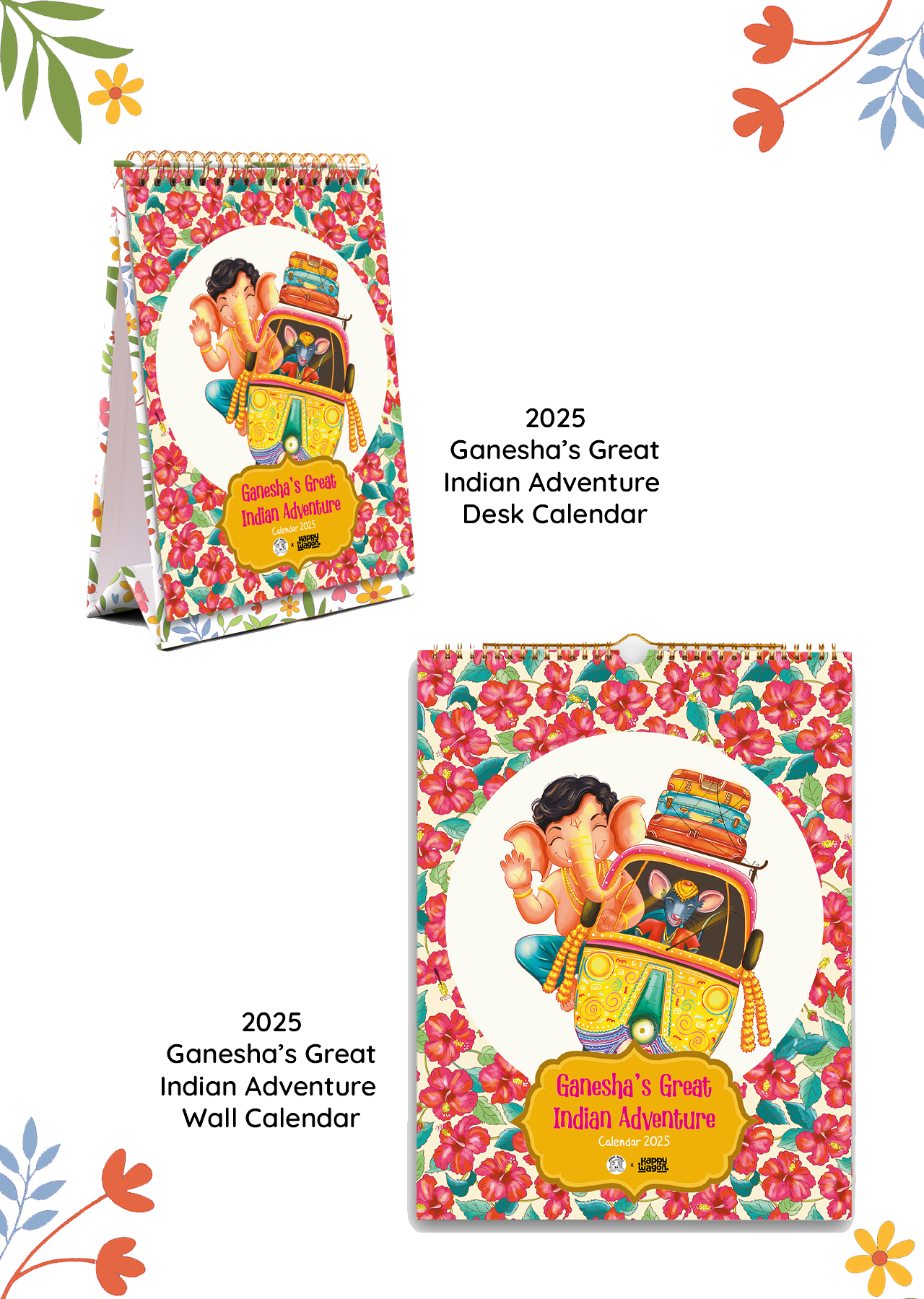 2025 Ganesha's Great Indian Adventure Desk & Wall Calendar Combo