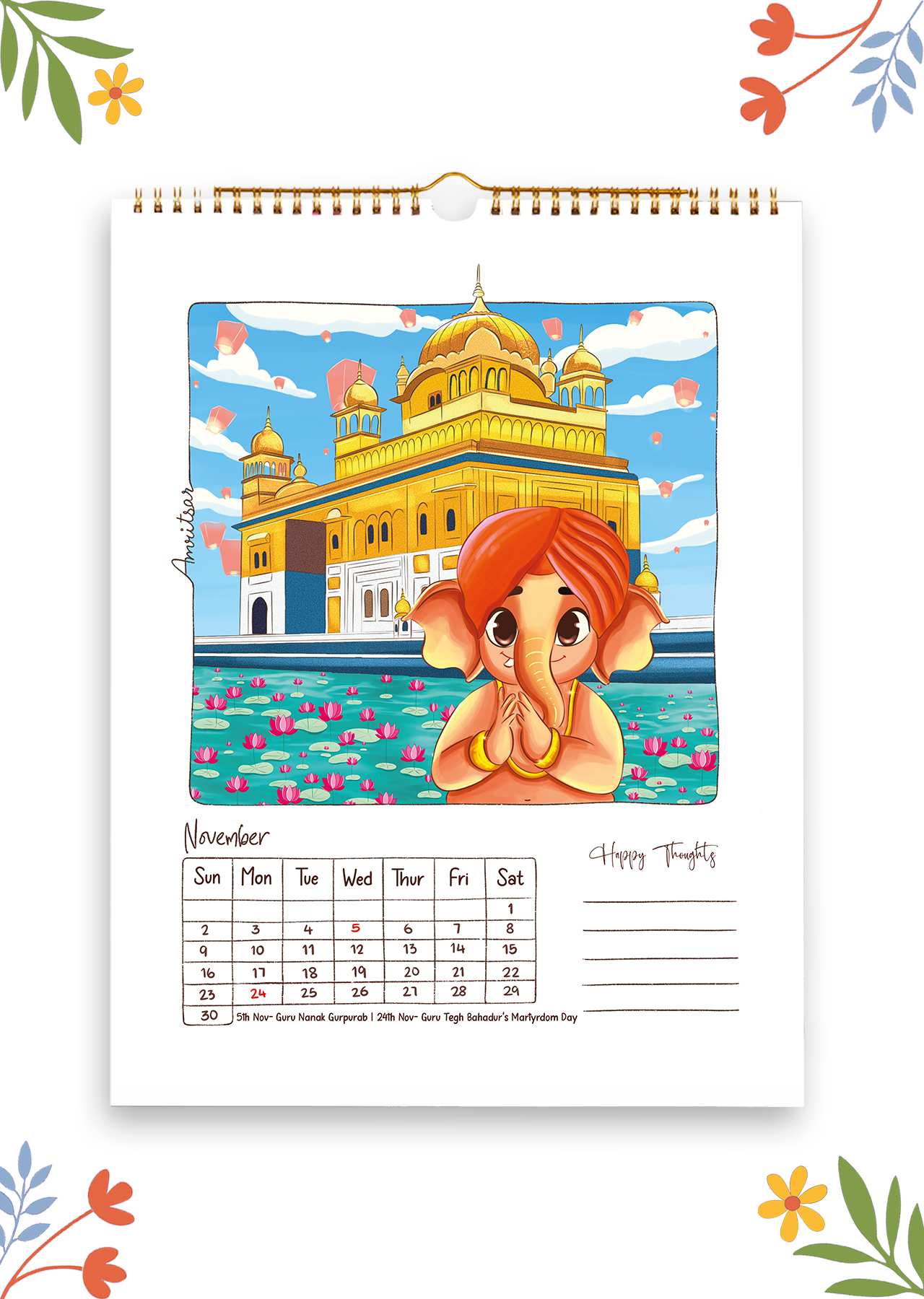 2025 Ganesha's Great Indian Adventure Wall Calendar