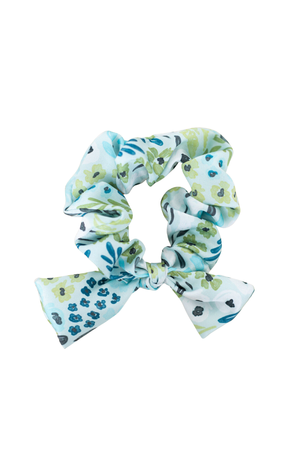 Blue Floral with Tails - Scrunchie