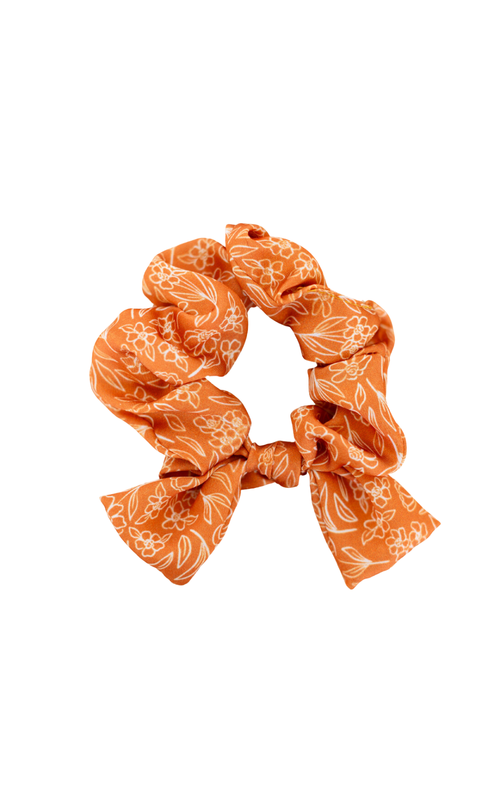 Orange Floral with Tails - Scrunchie