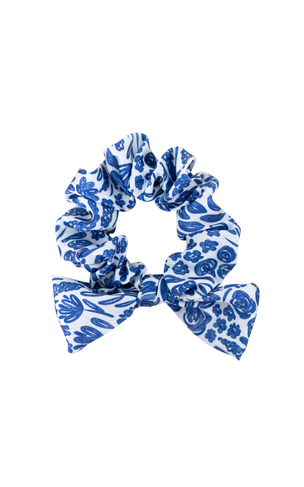 Blue Floral with Tails - Scrunchie