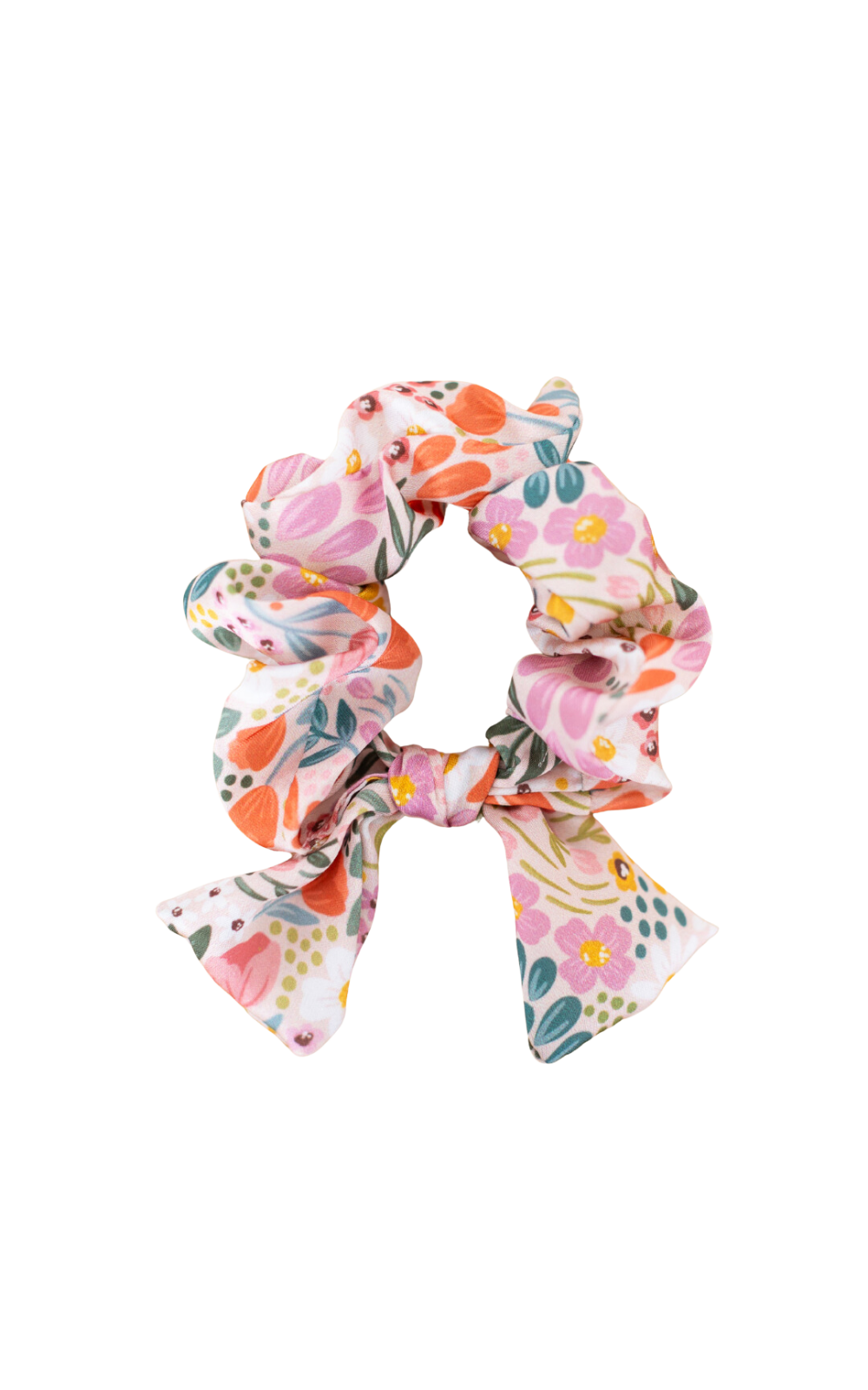 Pink & Orange Floral with Tails - Scrunchie