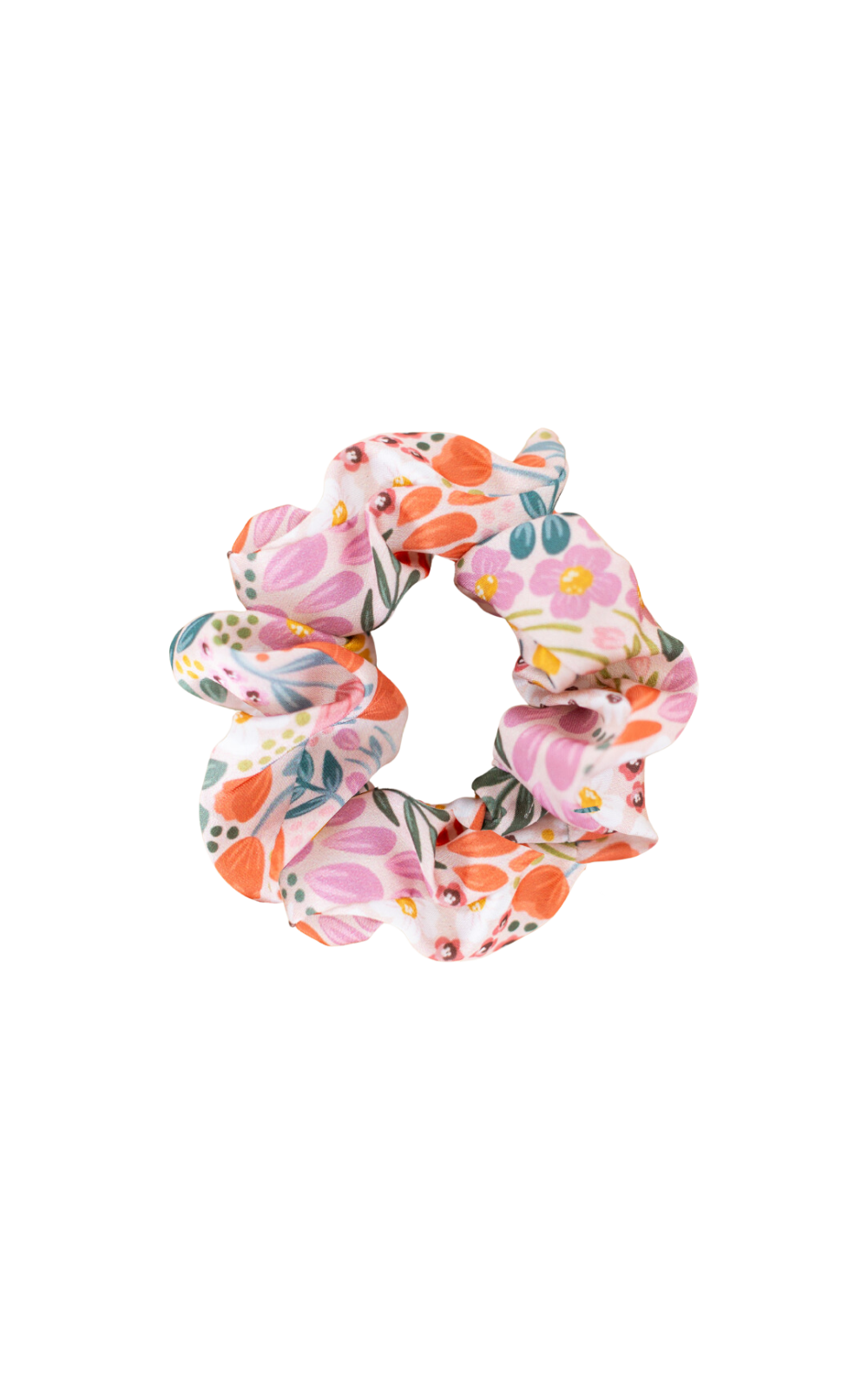 Pink & Orange Floral with Tails - Scrunchie