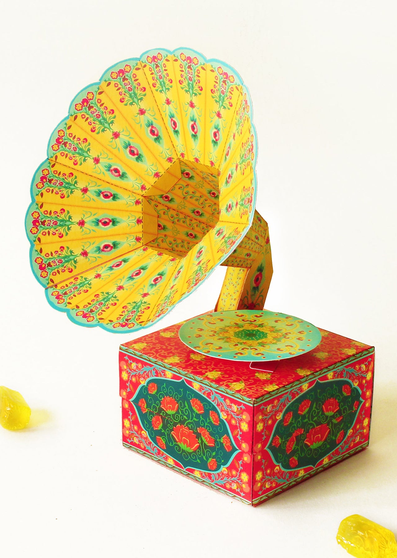 Colourful Mini Gramophone Box DIY Paper Craft Kit