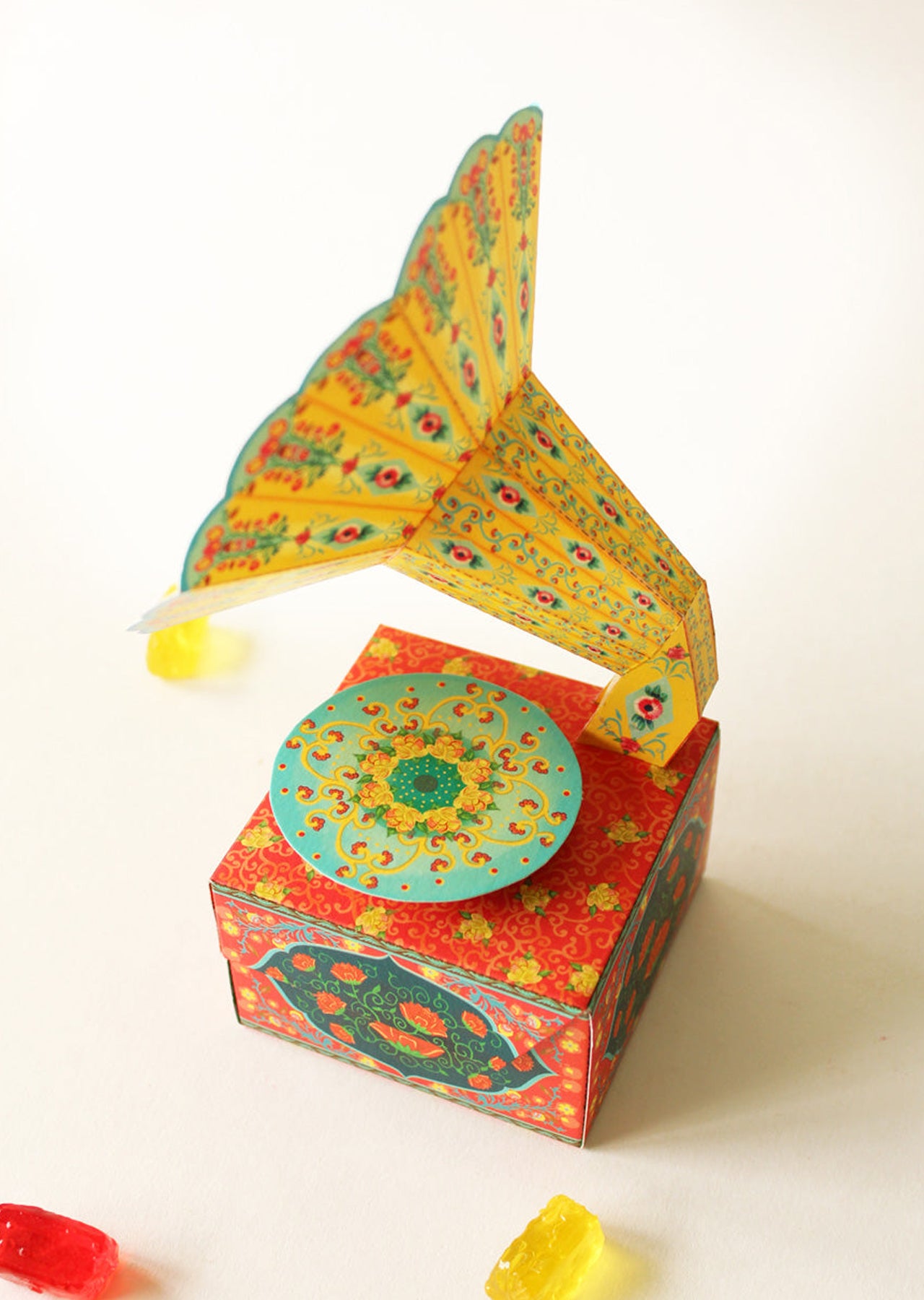 Colourful Mini Gramophone Box DIY Paper Craft Kit