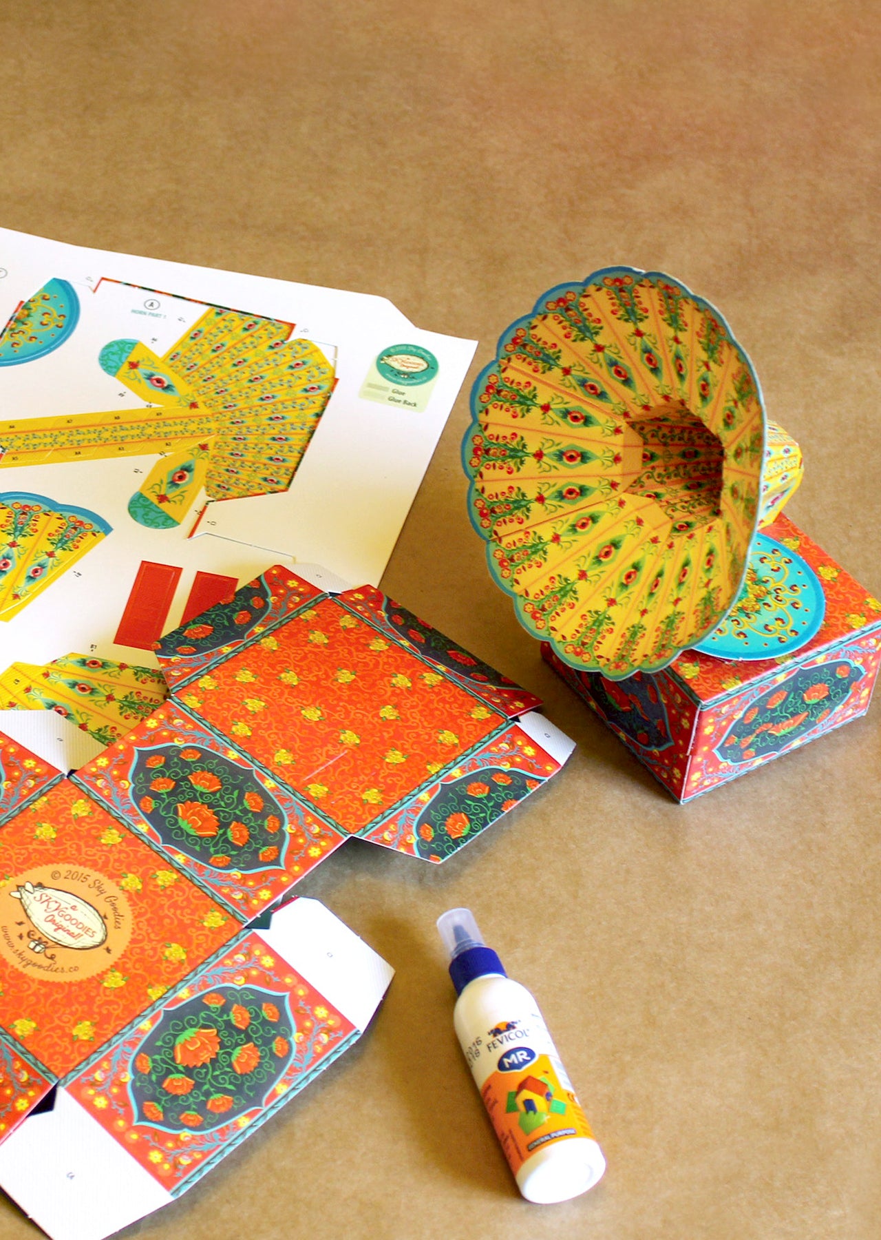 Colourful Mini Gramophone Box DIY Paper Craft Kit