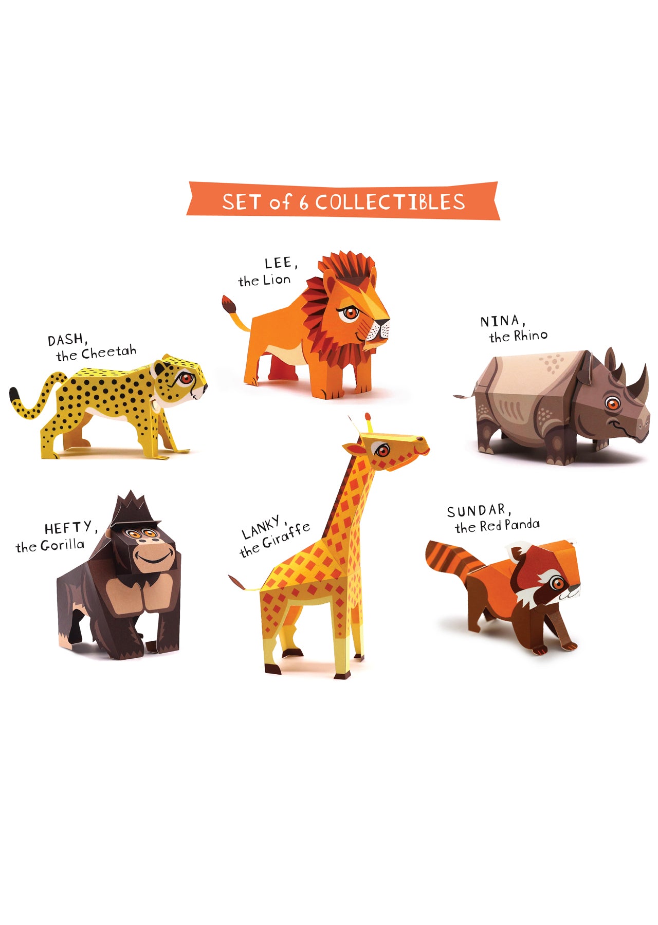 BOX SET 2: Set of 6 DIY Mini Endangered Animals Paper Craft Kits