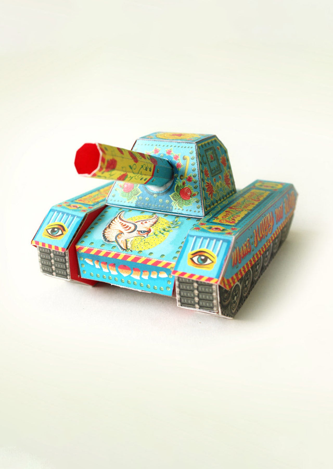 Colourful Army Paper Tank Pen Holder & Boxes - DIY Paper Craft Kit