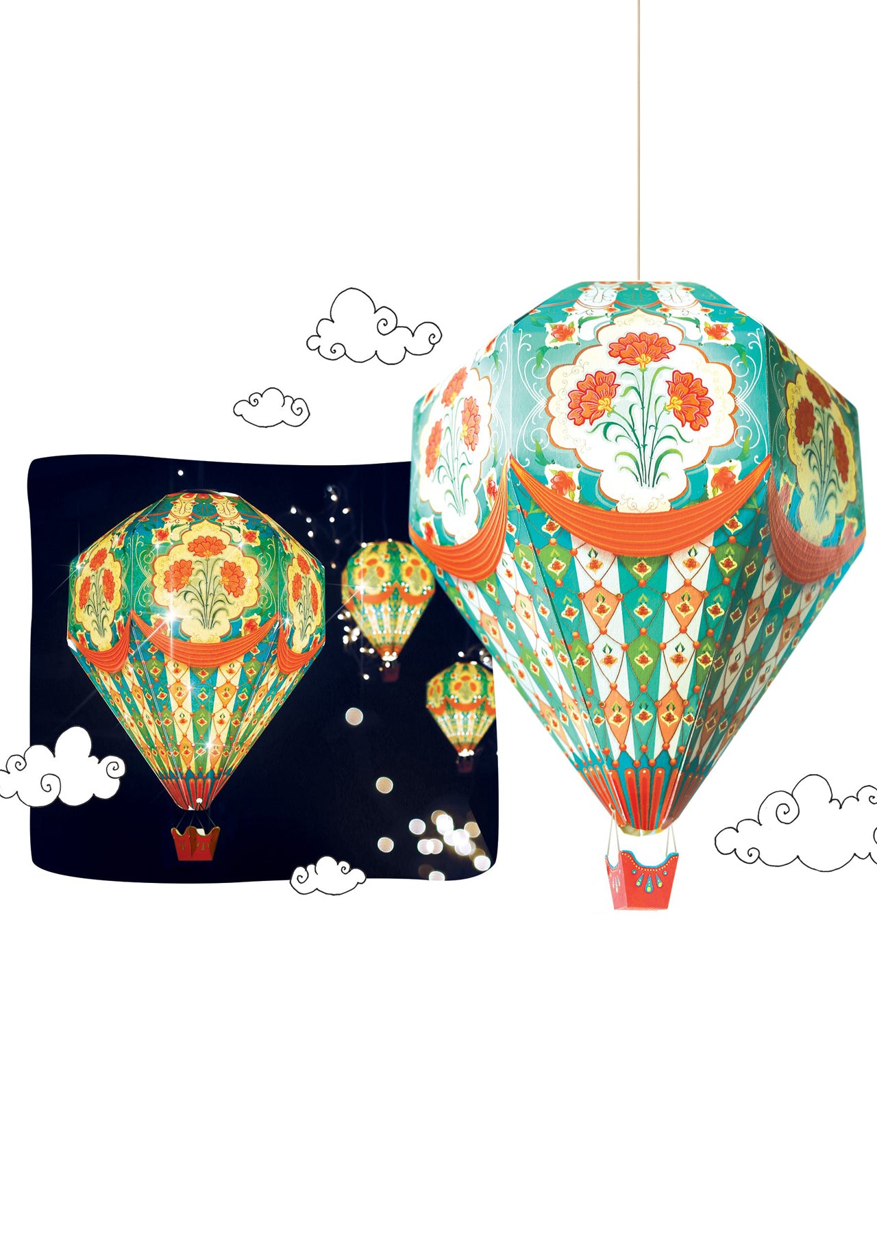 Big Blue Hot Air Balloon DIY Paper Lamp Shade