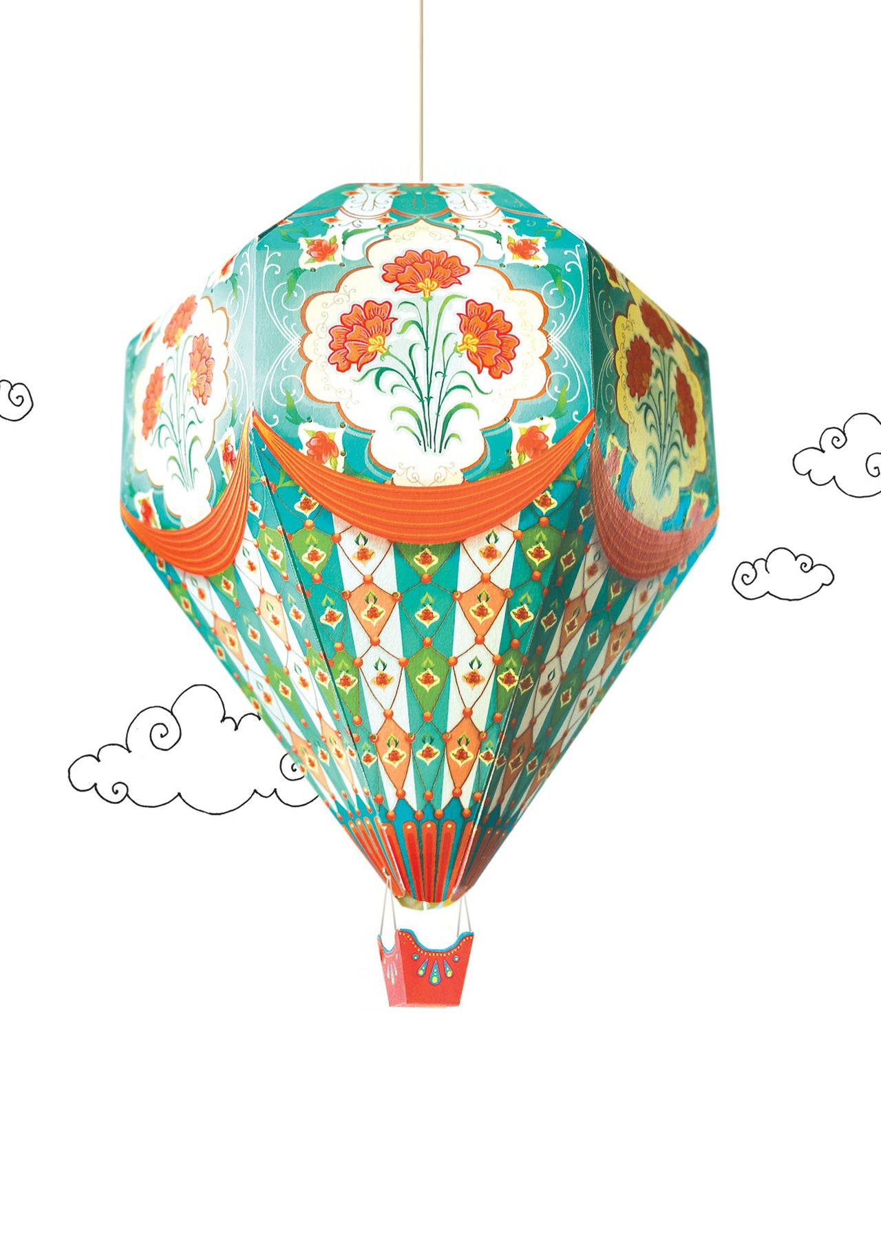 Small Blue Hot Air Balloon DIY Paper Lamp Shade