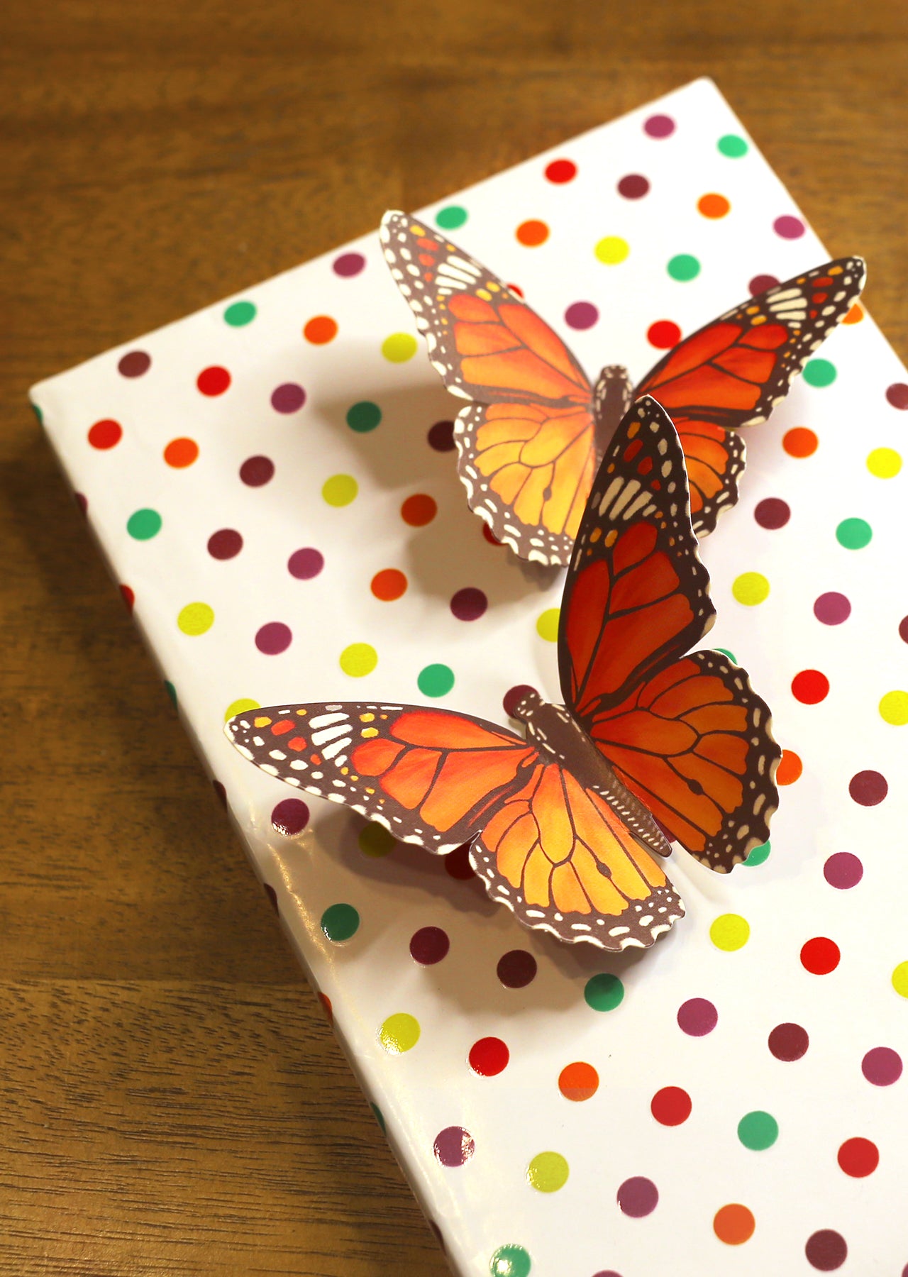 Paper Monarch Butterflies for Wall Decoration: Set of 24