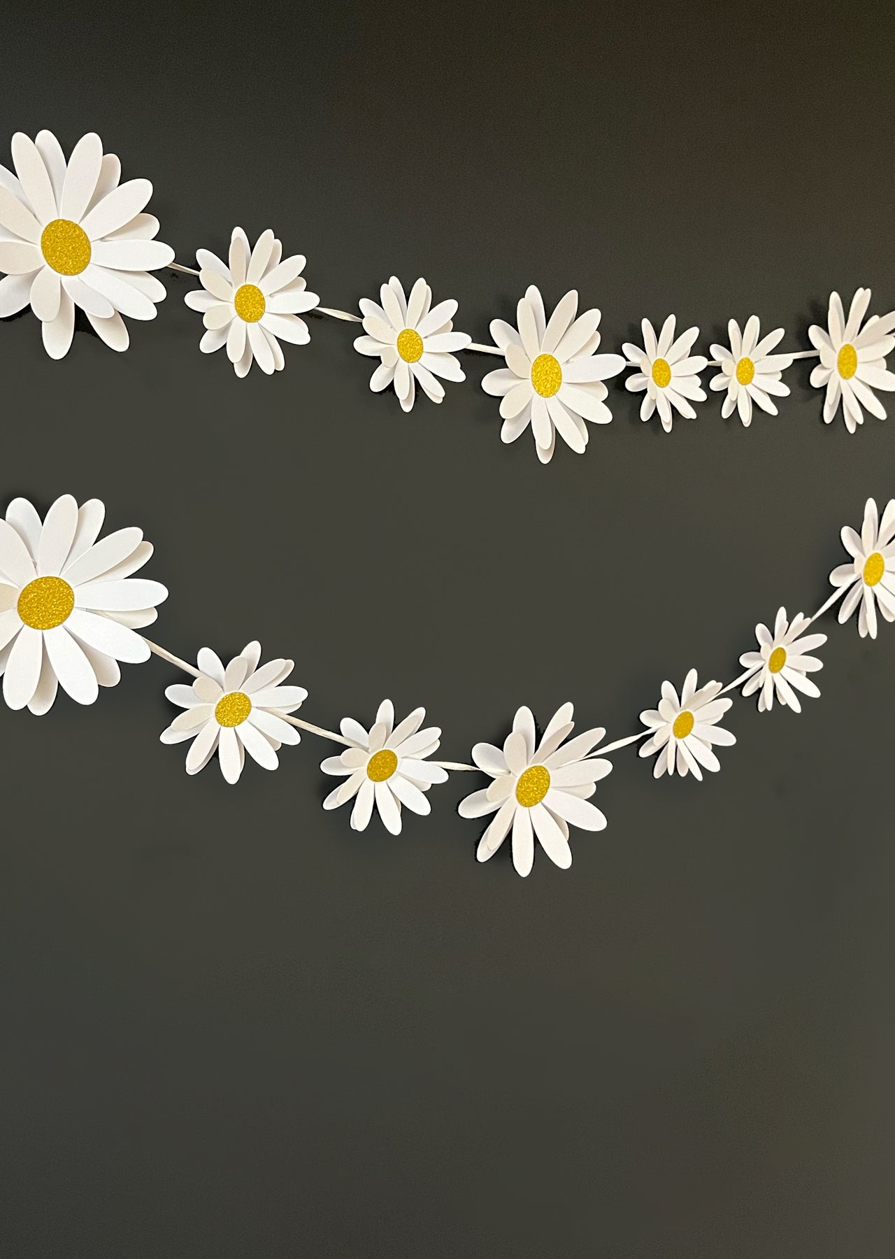 White Daisy Flower Paper Bunting