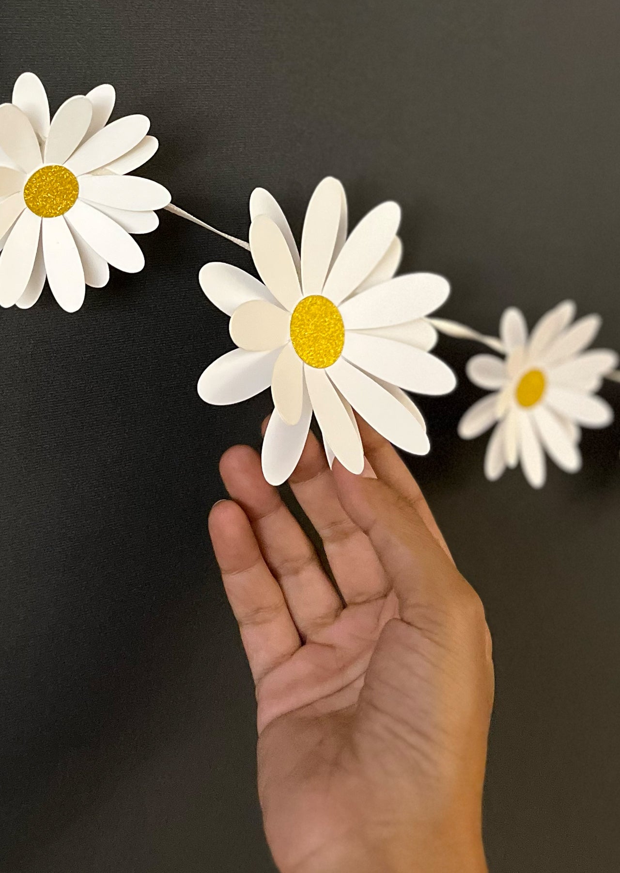 White Daisy Flower Paper Bunting