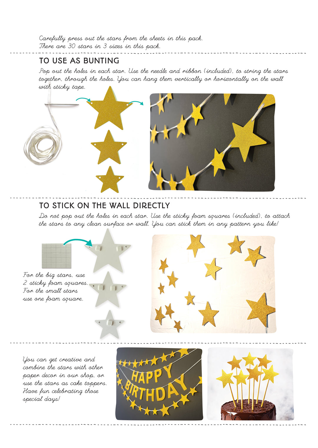 Golden Stars Paper Bunting