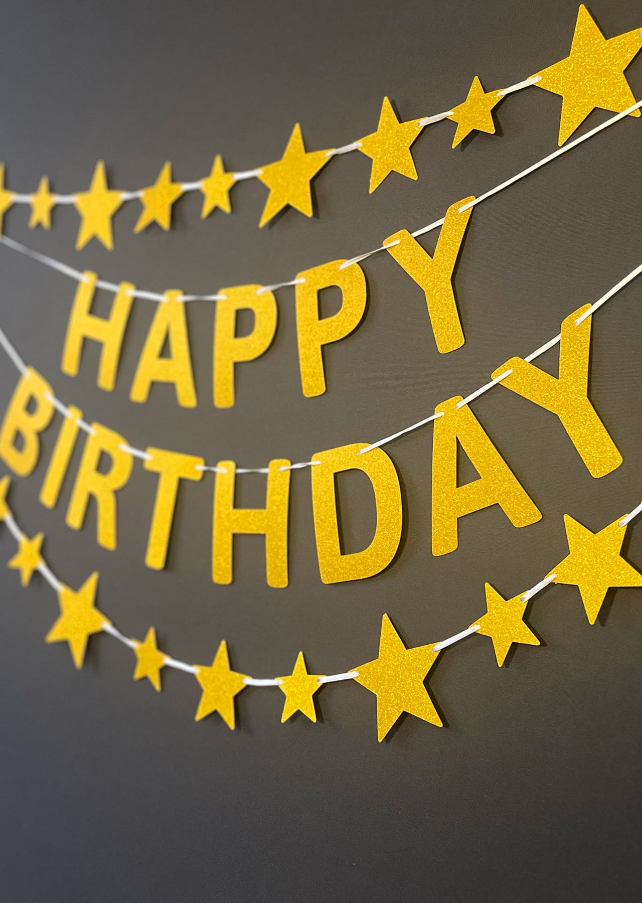 Golden Stars and Happy Birthday Paper Party Decor