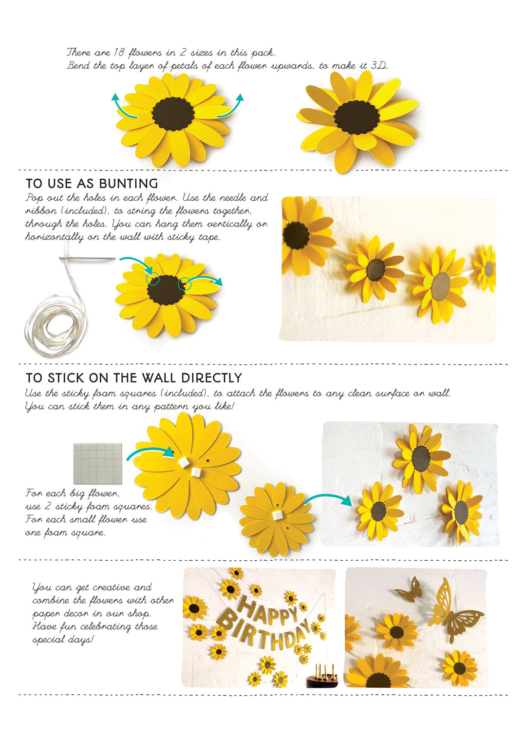 Yellow Sunflower Paper Bunting