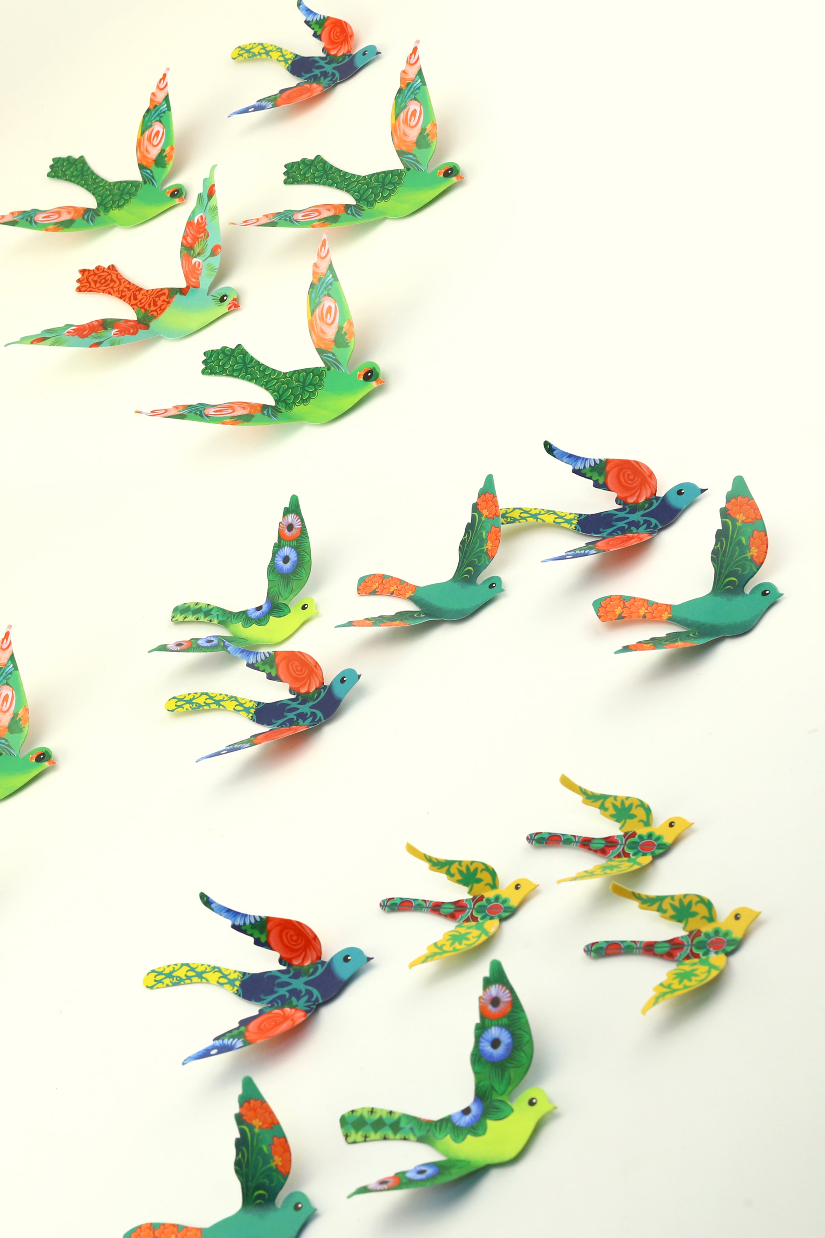 Paper Birds for Wall Decoration: Set of 24