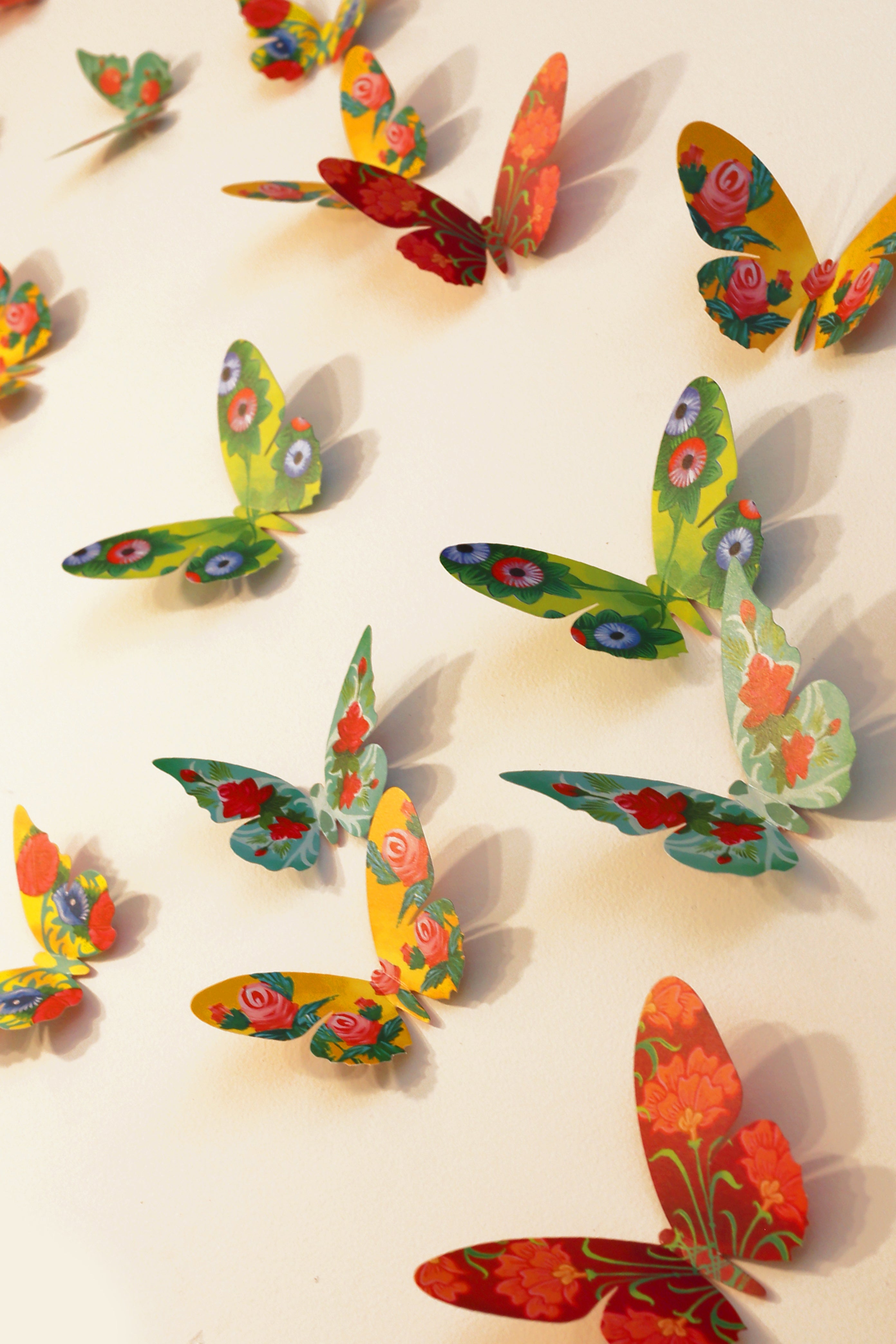 Paper Butterflies for Wall Decoration: Set of 24