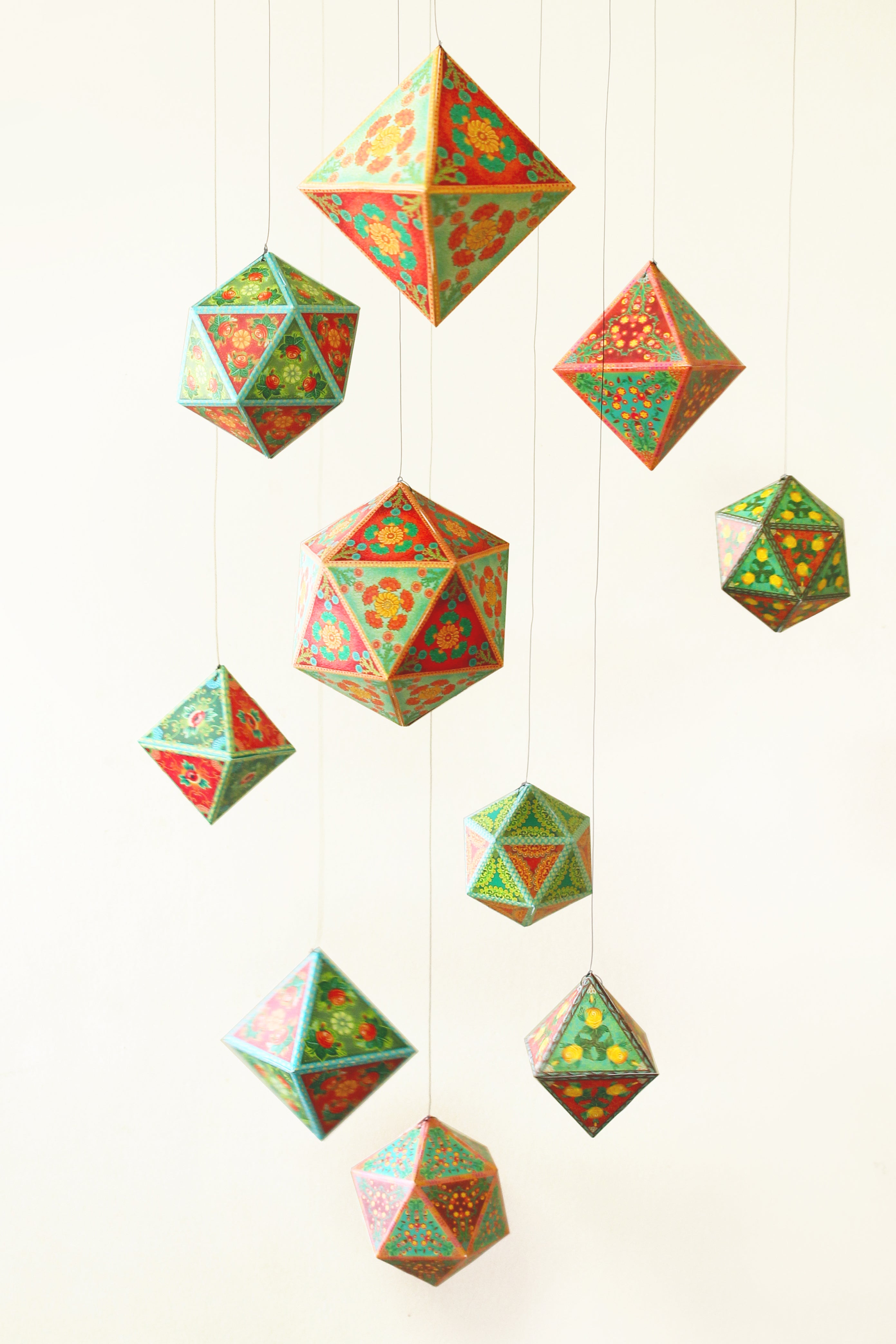 Set of 10 Geometric Ornaments - DIY Paper Craft Kit