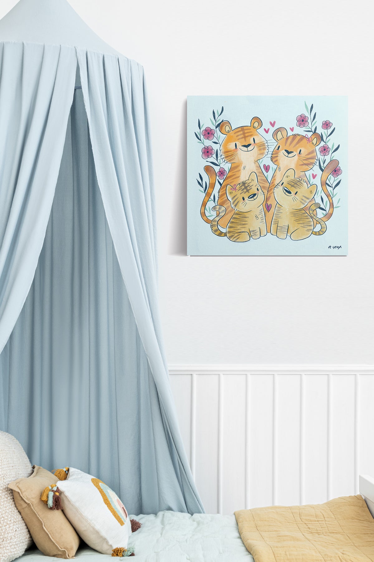 Tiger Family Canvas Wall Art