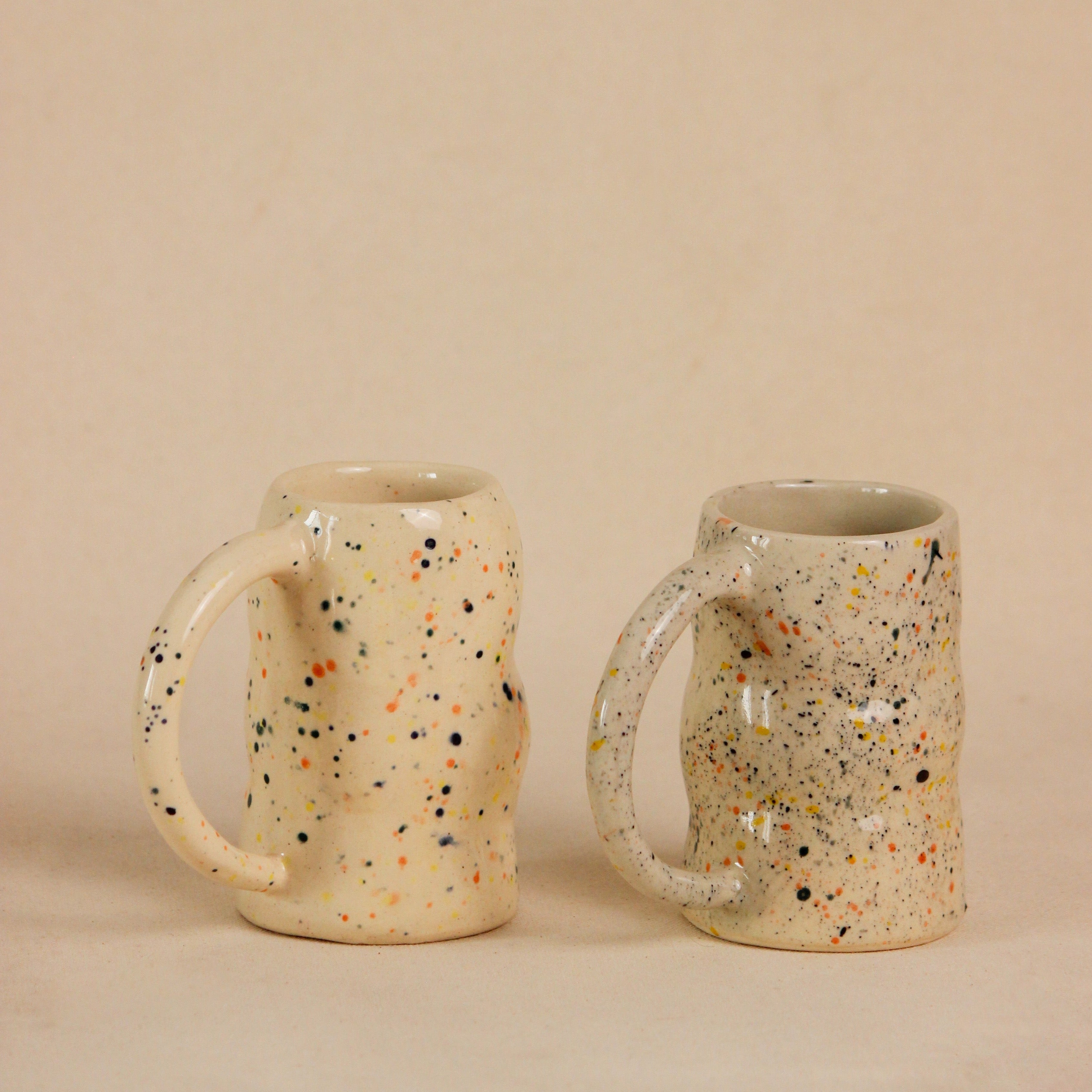 Multicolored Ceramic Stoneware Speckled Mug Set of 2 for Lassi , Beer , Coffee, Tea , Milk