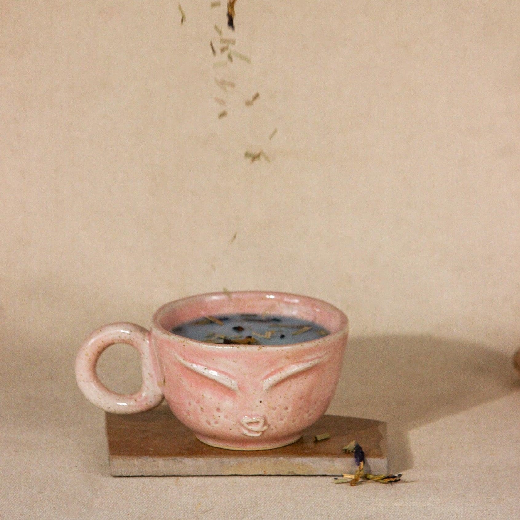 The Sage Face Ceramic Cappuccino Mug in Pink color- THE ORBY HOUSE