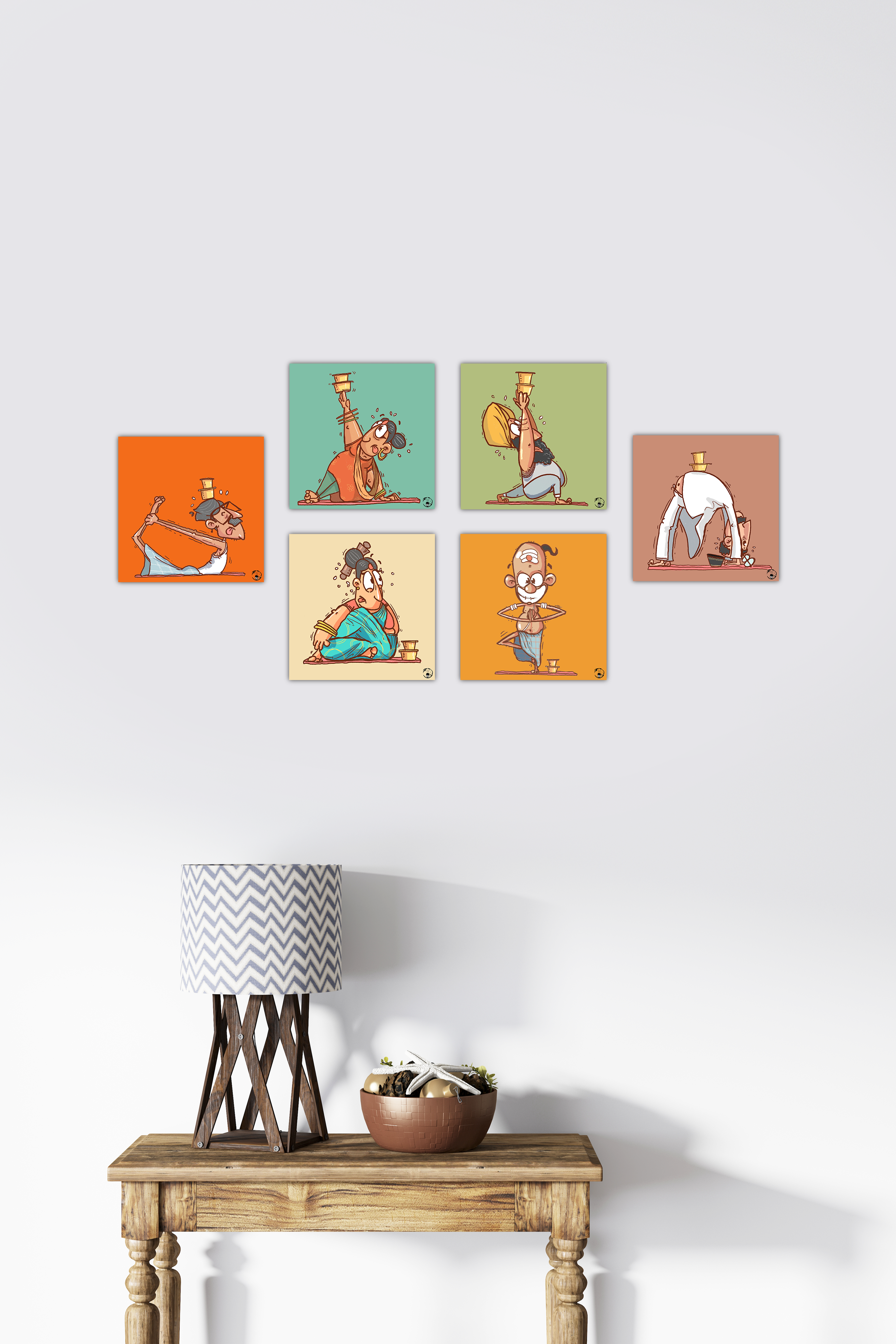 Yoga Poses - Set of 6 Wall Arts