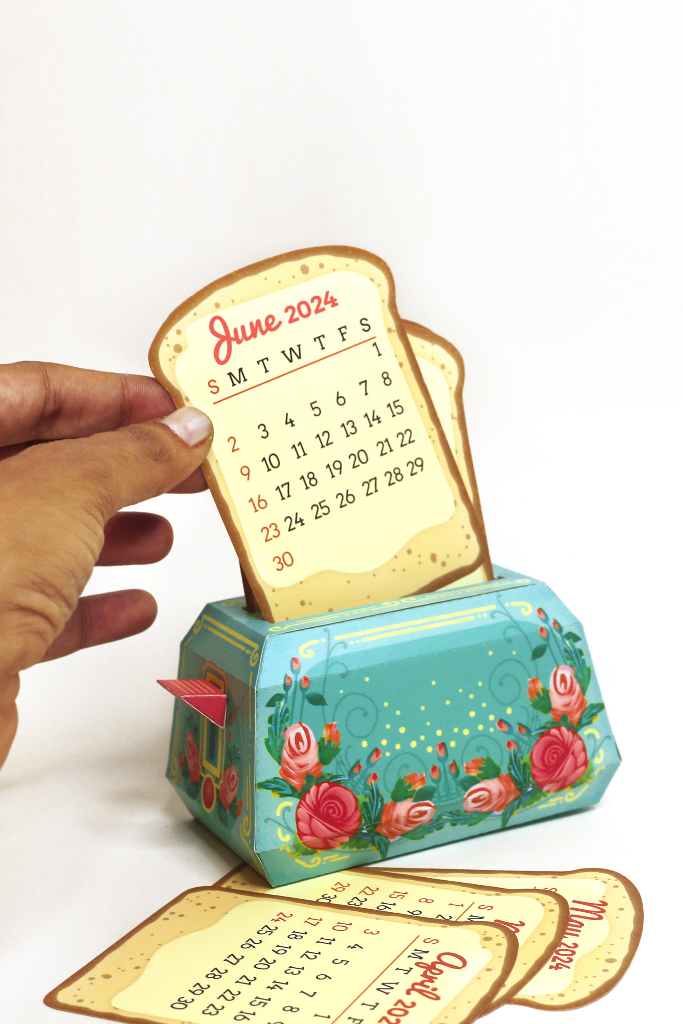 Mini Toaster Desk Calendar 2024 - DIY Paper Craft Kit