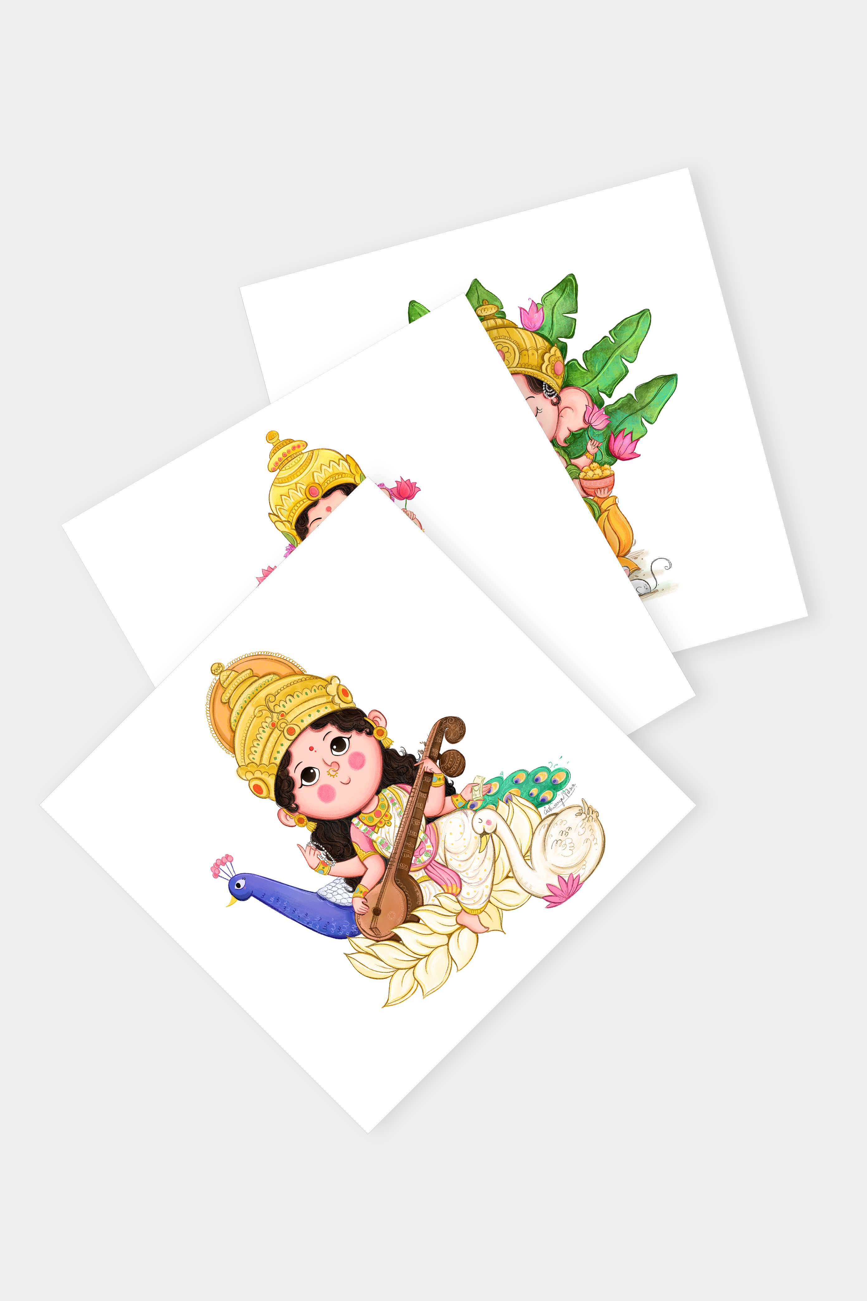 Ganesh, Lakshmi & Saraswati Wall Arts (set of 3)