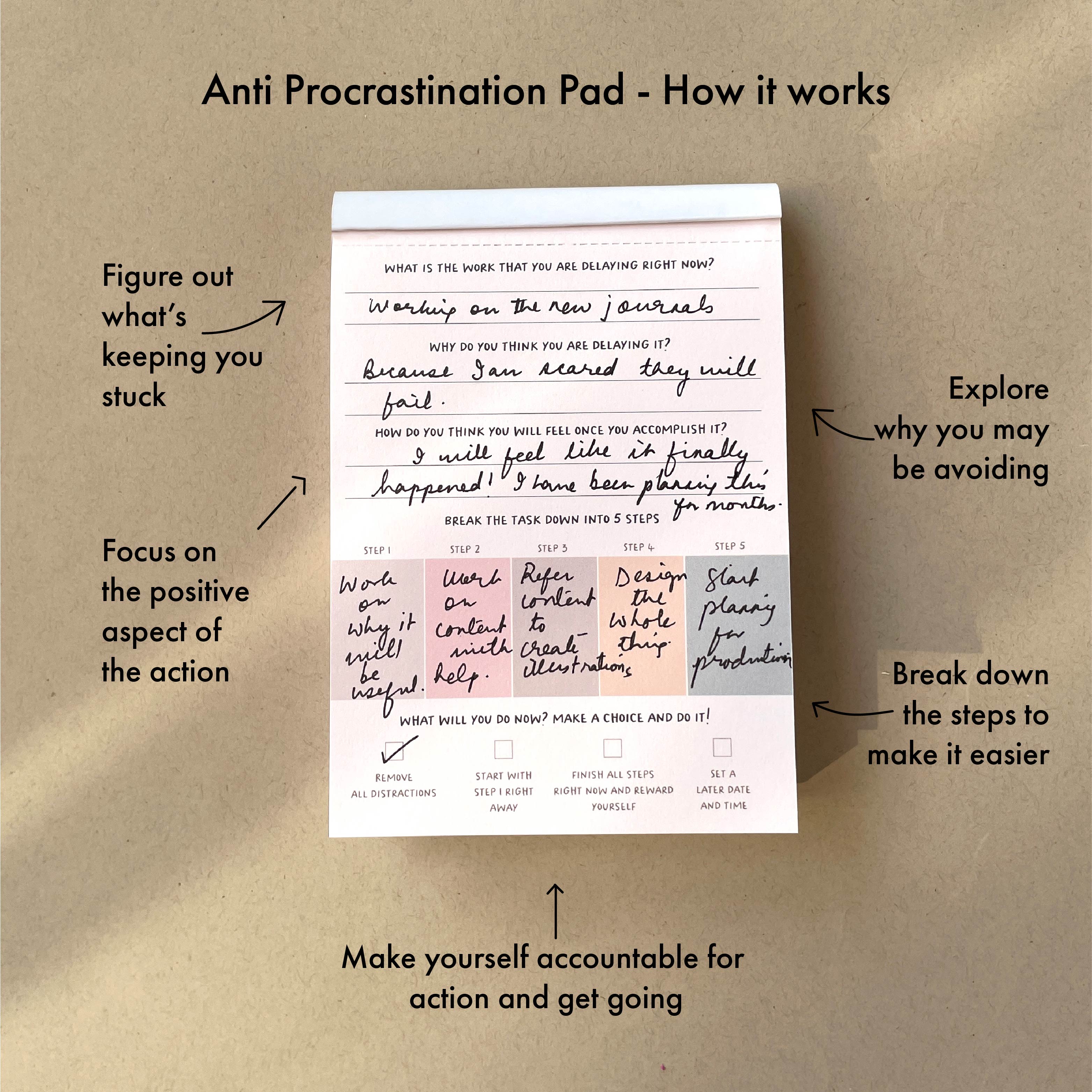 Get Unstuck - Anti Procrastination Journal Pad