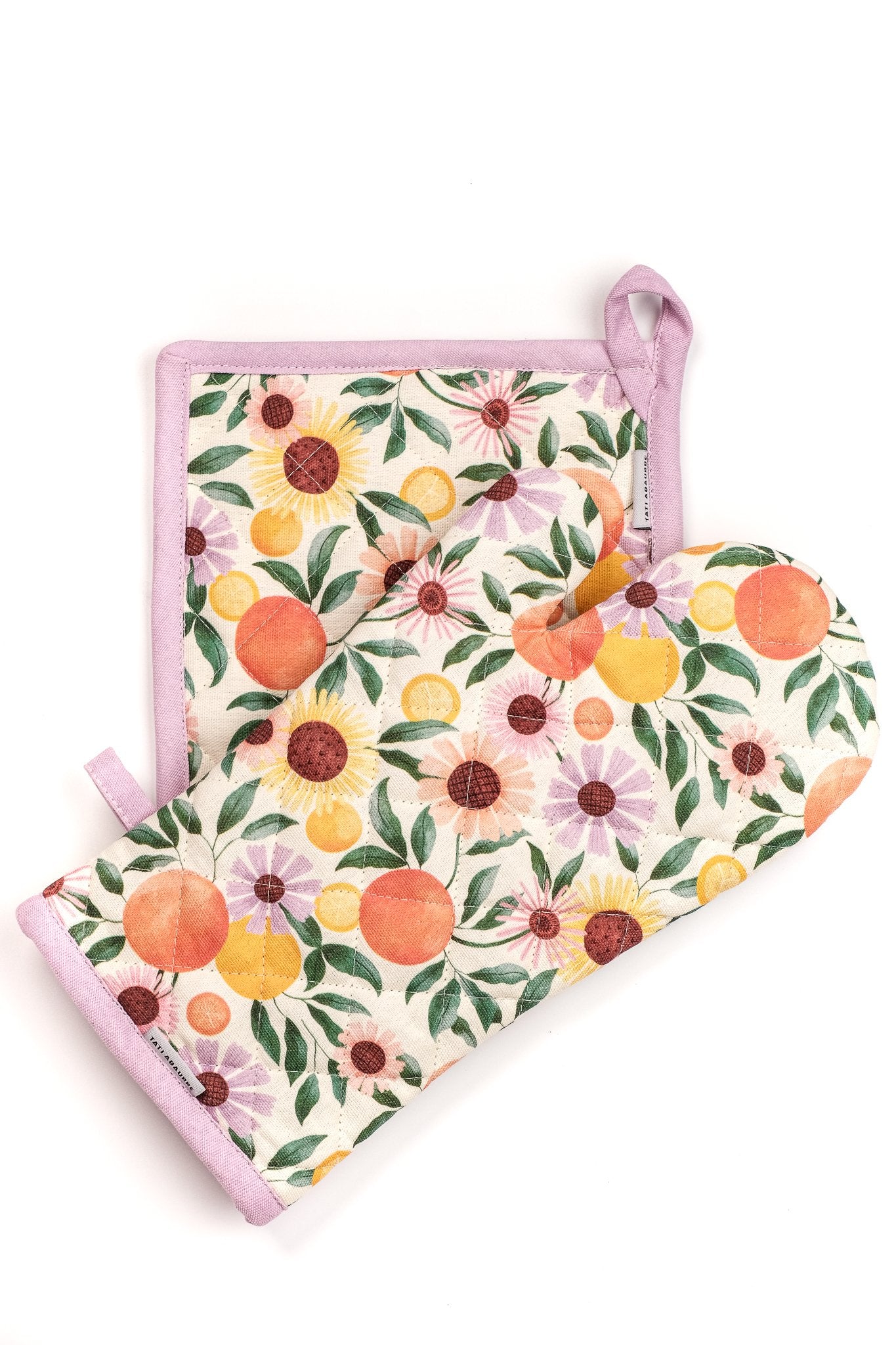 Orange Garden Oven Mitt & Pot Holder Set