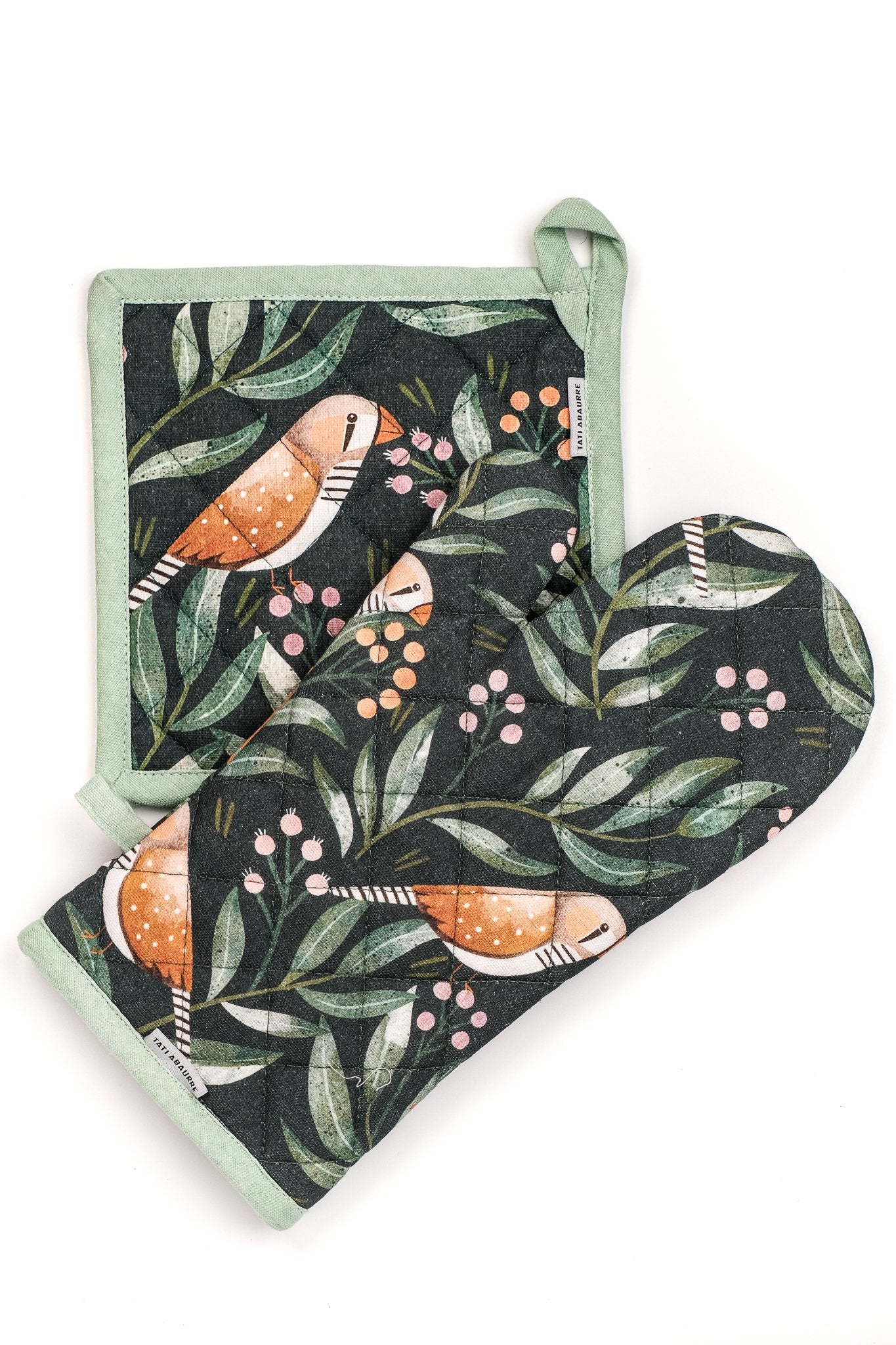 Zebra Finch Oven Mitt & Pot Holder Set