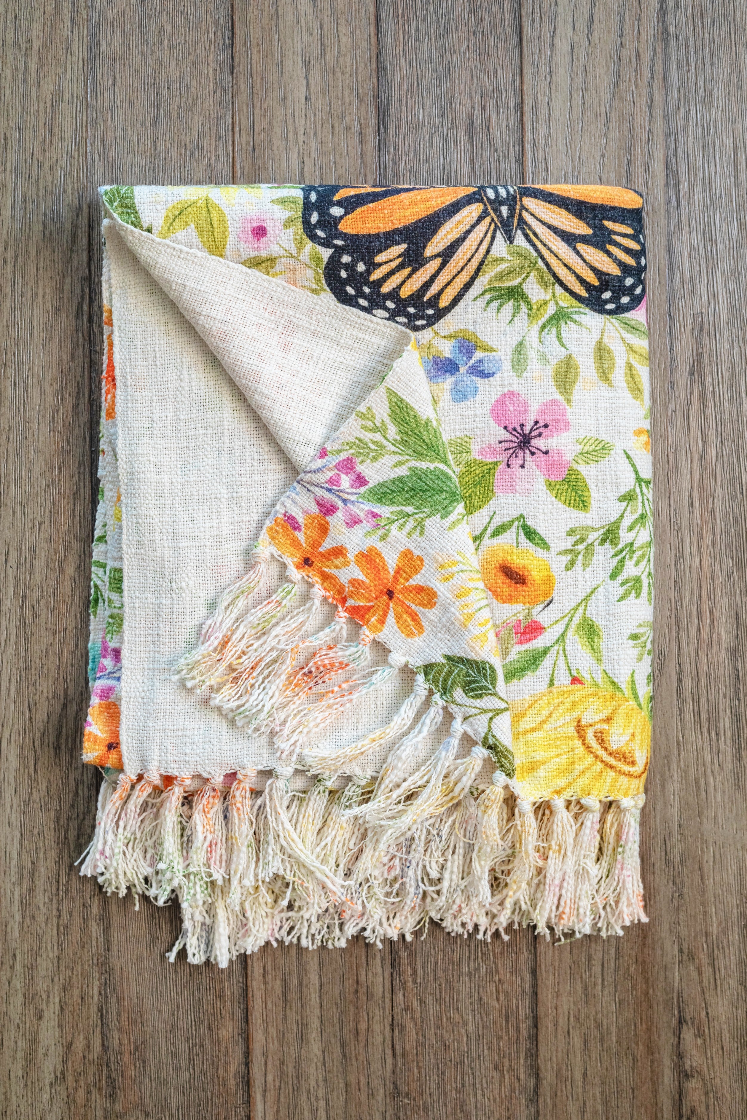 Butterfly and Flowers Throw