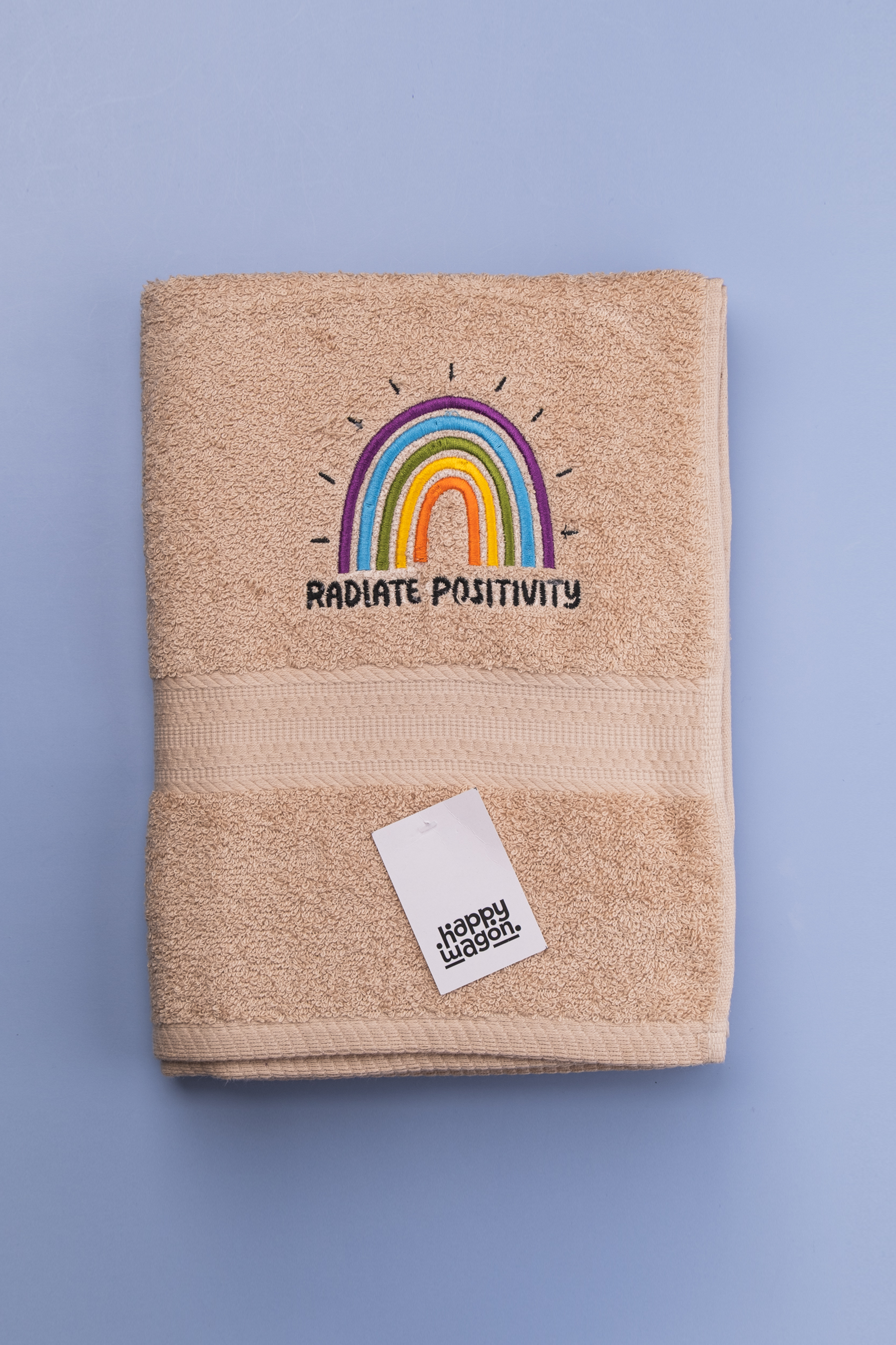 Rainbow of Positivity Embroidered Plush Bath Towel