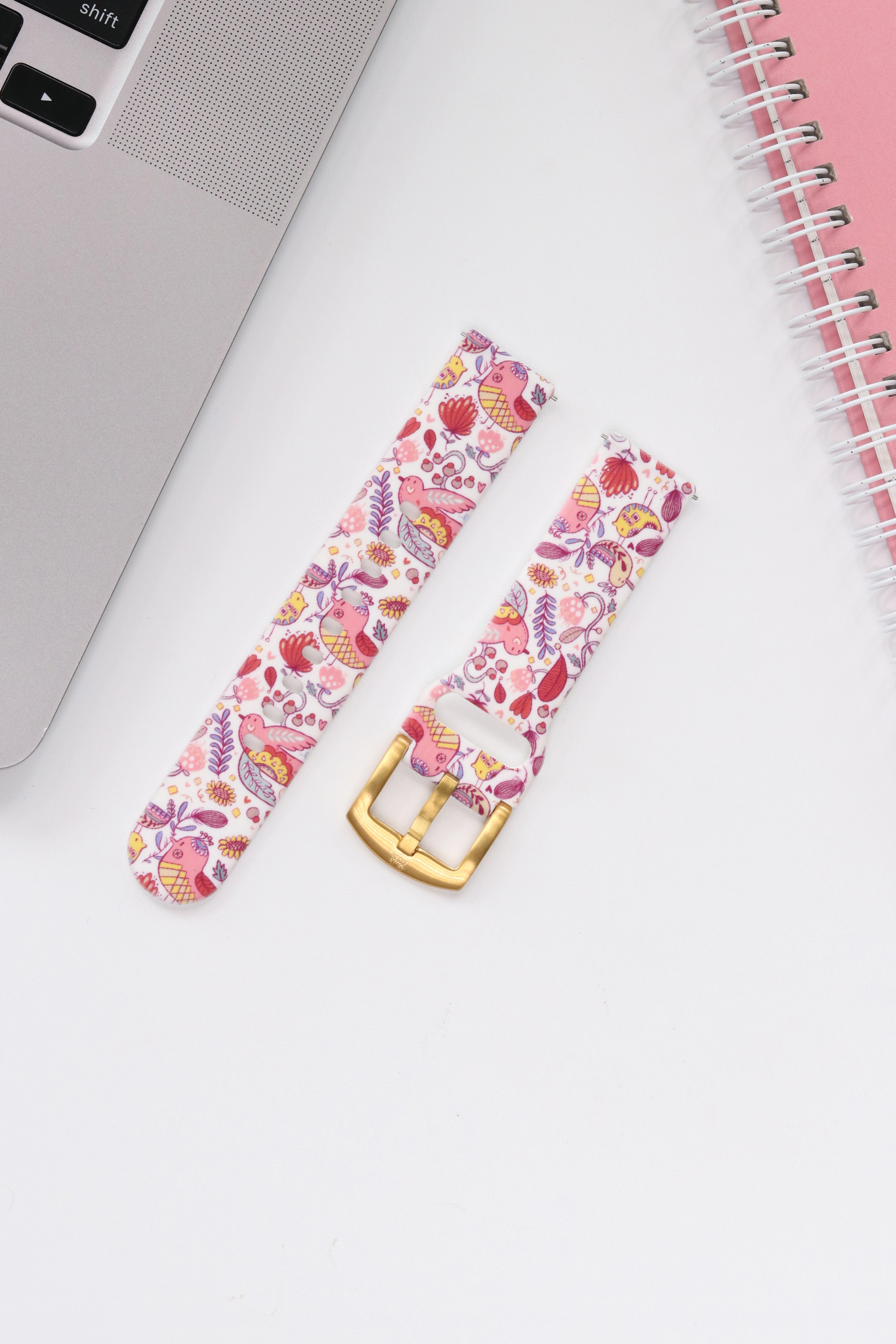 Bird Flow 20mm Watch Strap with Gold Pin Buckle