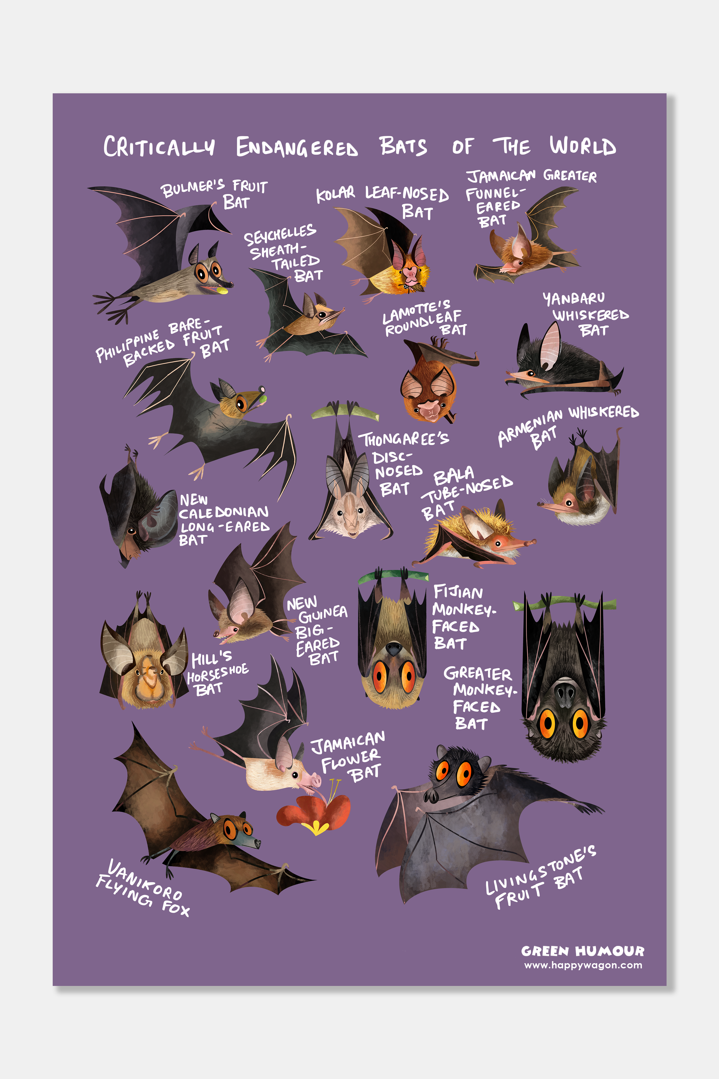 Critically Endangered Bats Non-Tearable Poster