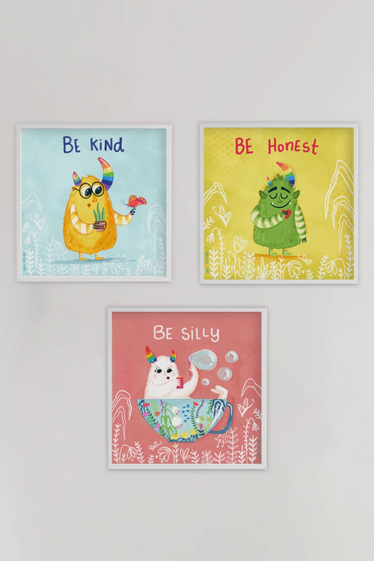 Set of 3 Wall Arts - Be Kind, Be Honest & Be Silly