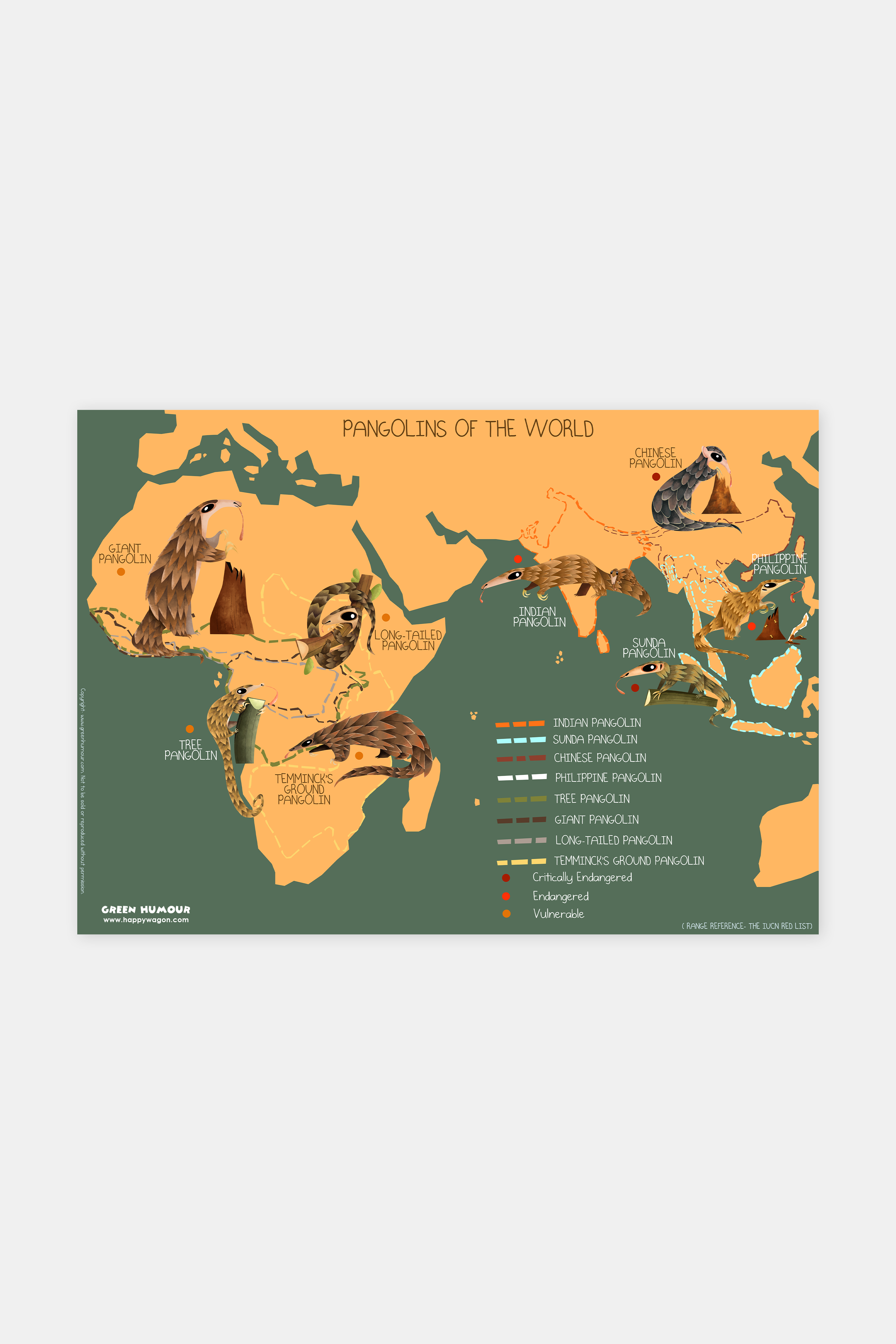 Pangolin Map Of The World Non-Tearable Poster